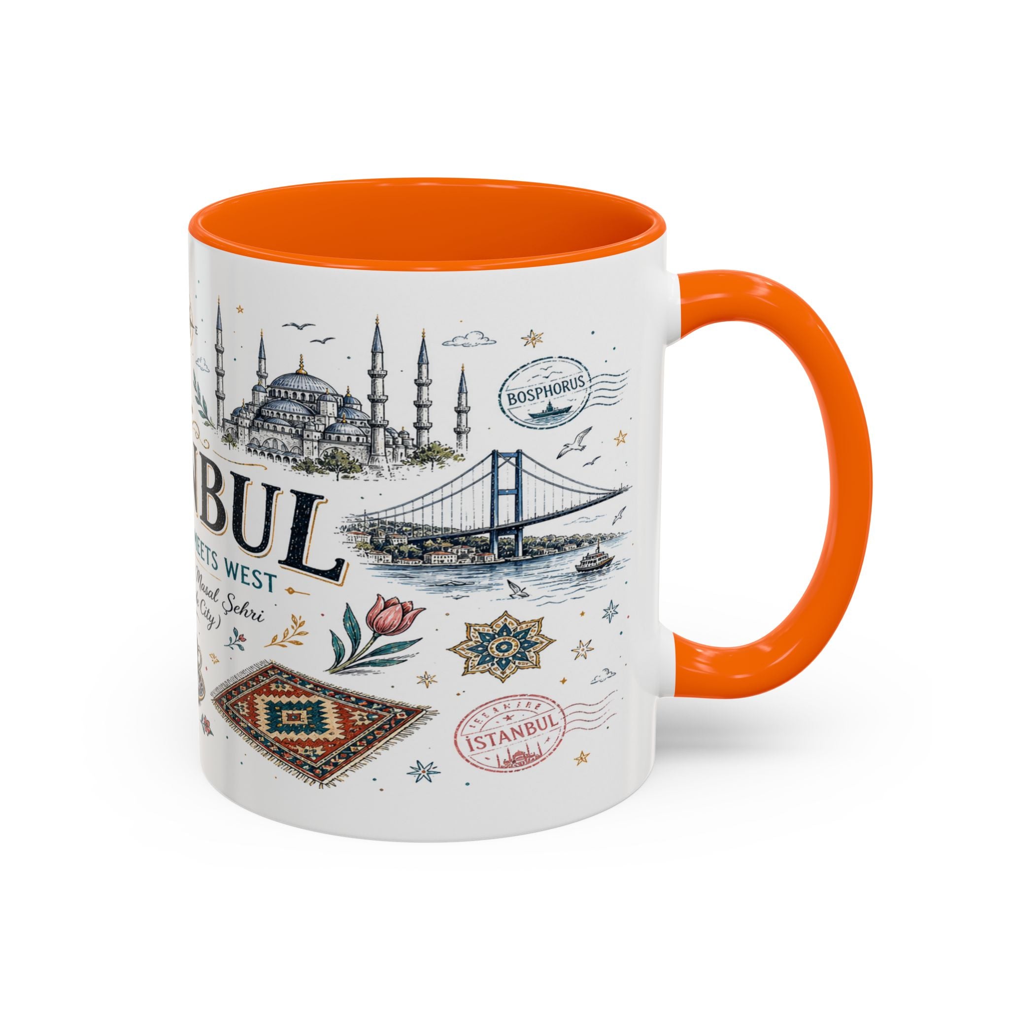 Istanbul Coffee Mug | Turkey Souvenir Travel Gift | Accent Color Ceramic 11oz 15oz