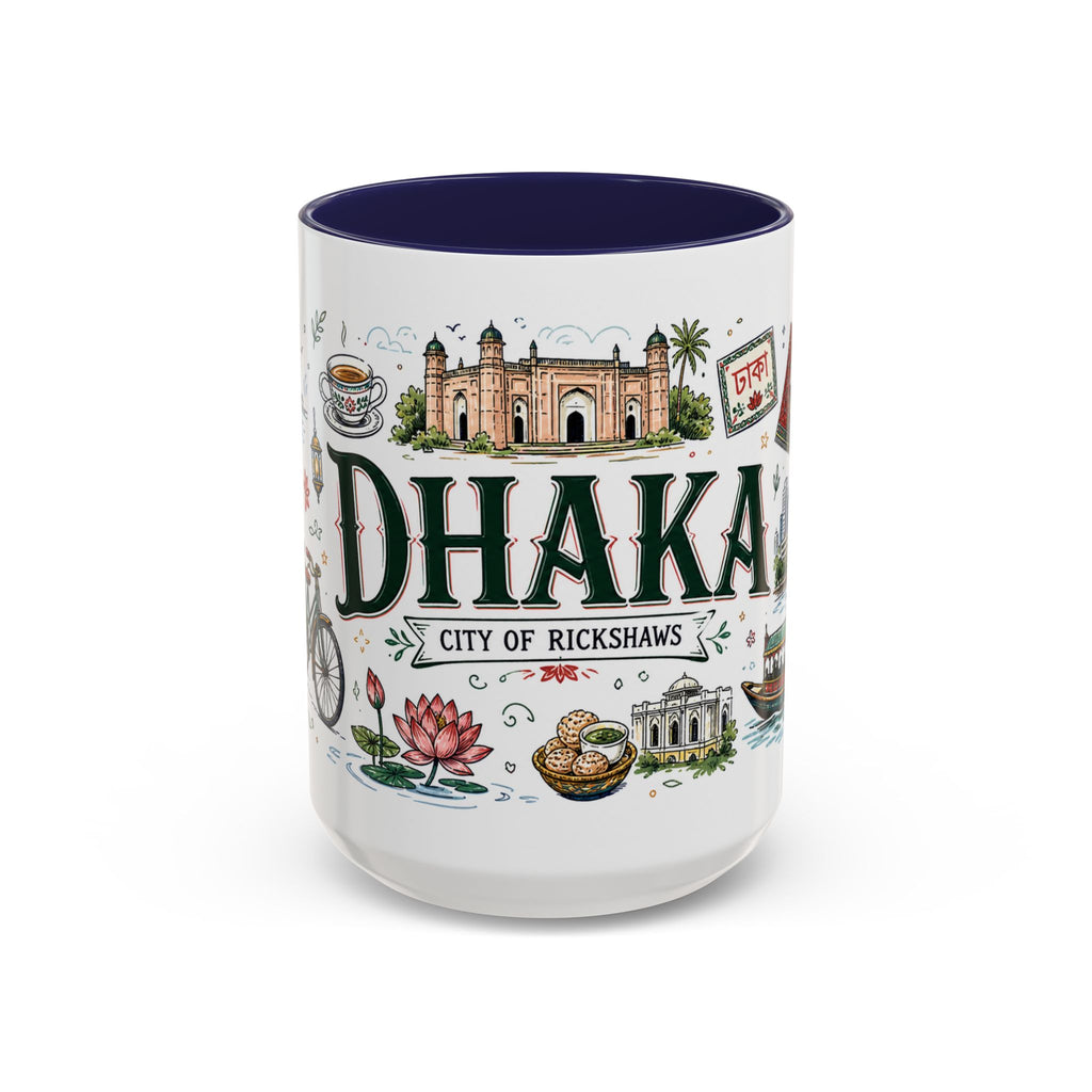 Dhaka Coffee Mug | Bangladesh Souvenir Travel Gift | Accent Color Ceramic 11oz 15oz