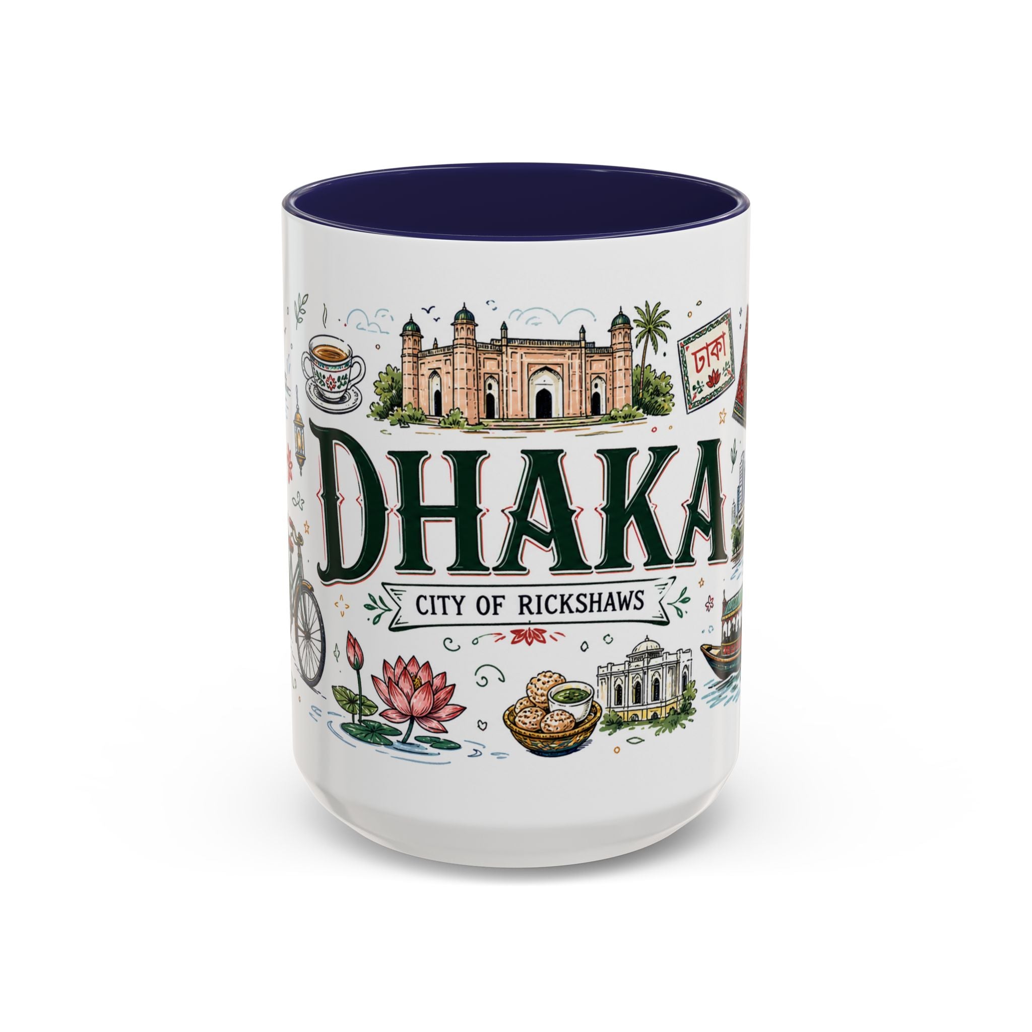 Dhaka Coffee Mug | Bangladesh Souvenir Travel Gift | Accent Color Ceramic 11oz 15oz