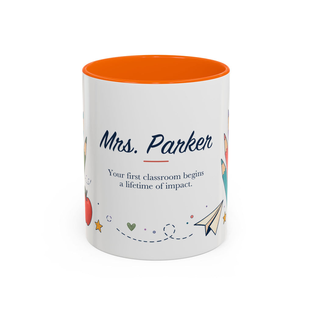 Personalized First Year Teacher Mug | Custom Name Pencil Coffee Cup