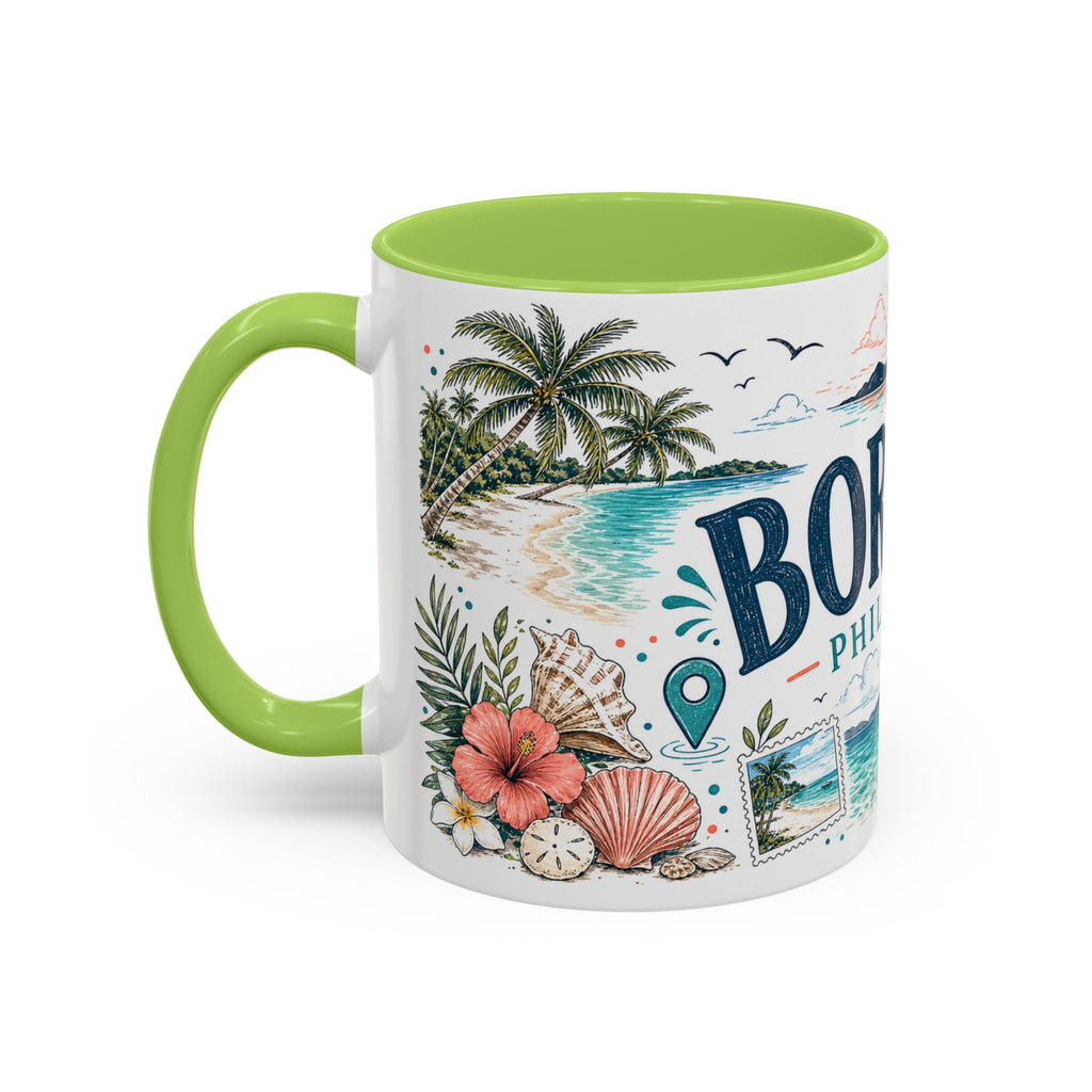Boracay Coffee Mug | Travel Destination Souvenir Gift | Accent Color Ceramic 11oz 15oz
