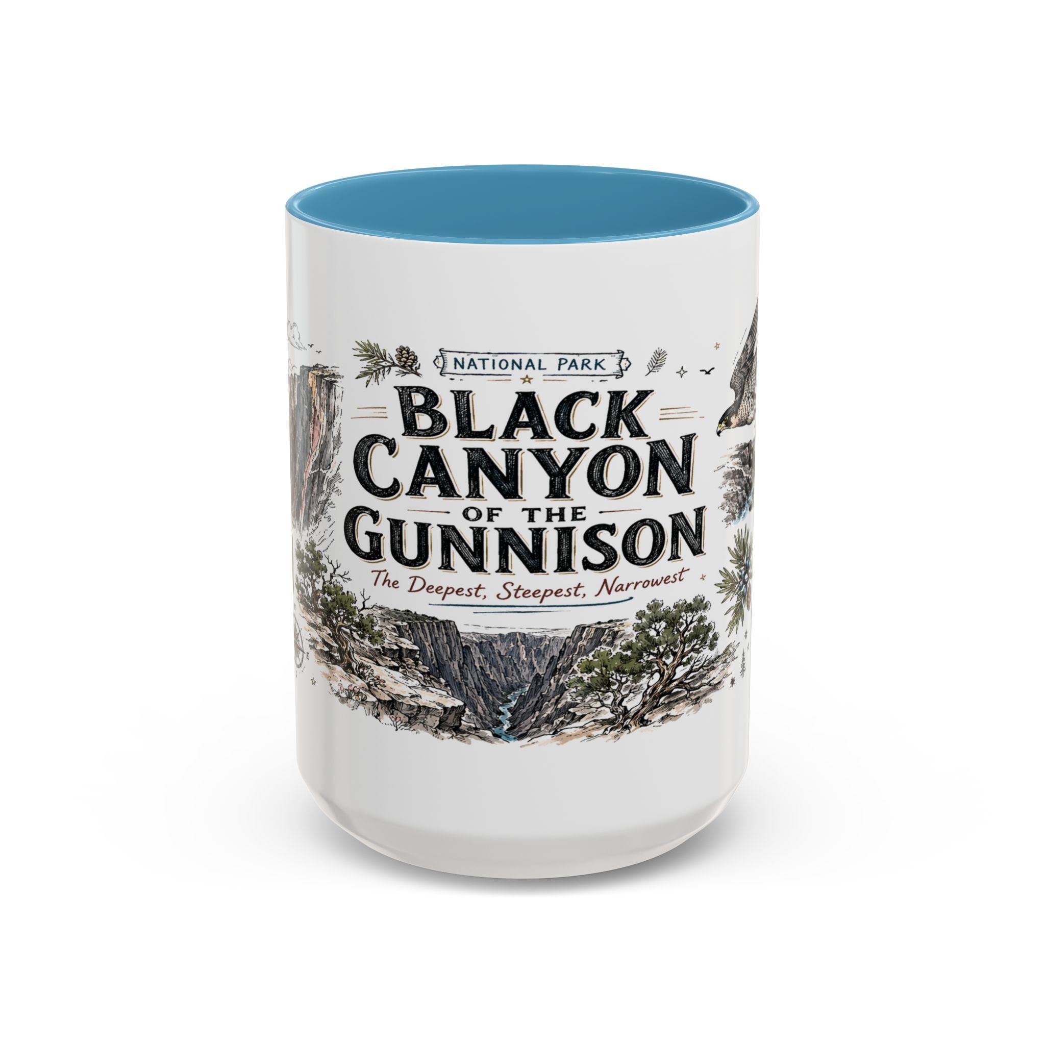 Black Canyon of the Gunnison National Park Coffee Mug | Colorado Deep Canyon Hiking Gift | Accent Color Ceramic 11oz 15oz