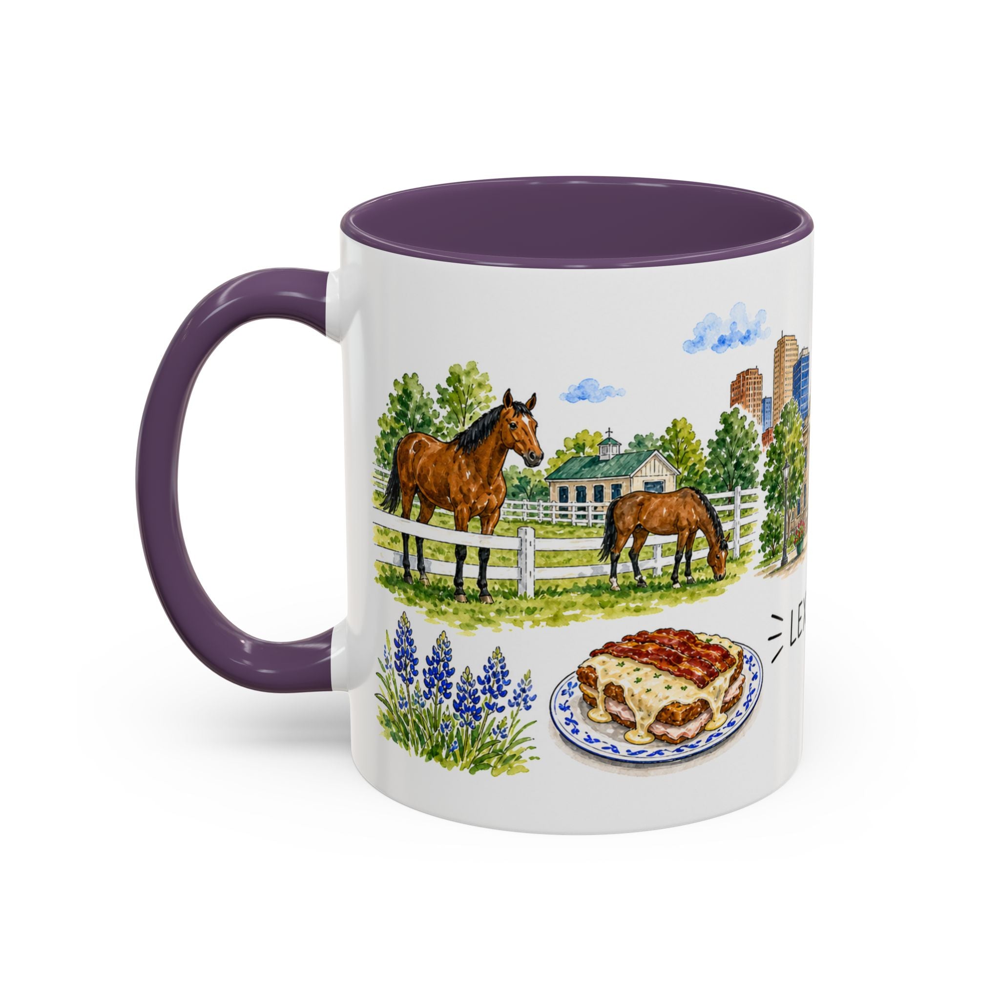 Lexington Illustrated Travel Mug | City Souvenir Accent Coffee Mug | 11oz 15oz Ceramic Cup