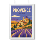Provence France Framed Poster | Vintage Travel Wall Art | Black Walnut White Frame | 16x24 20x30