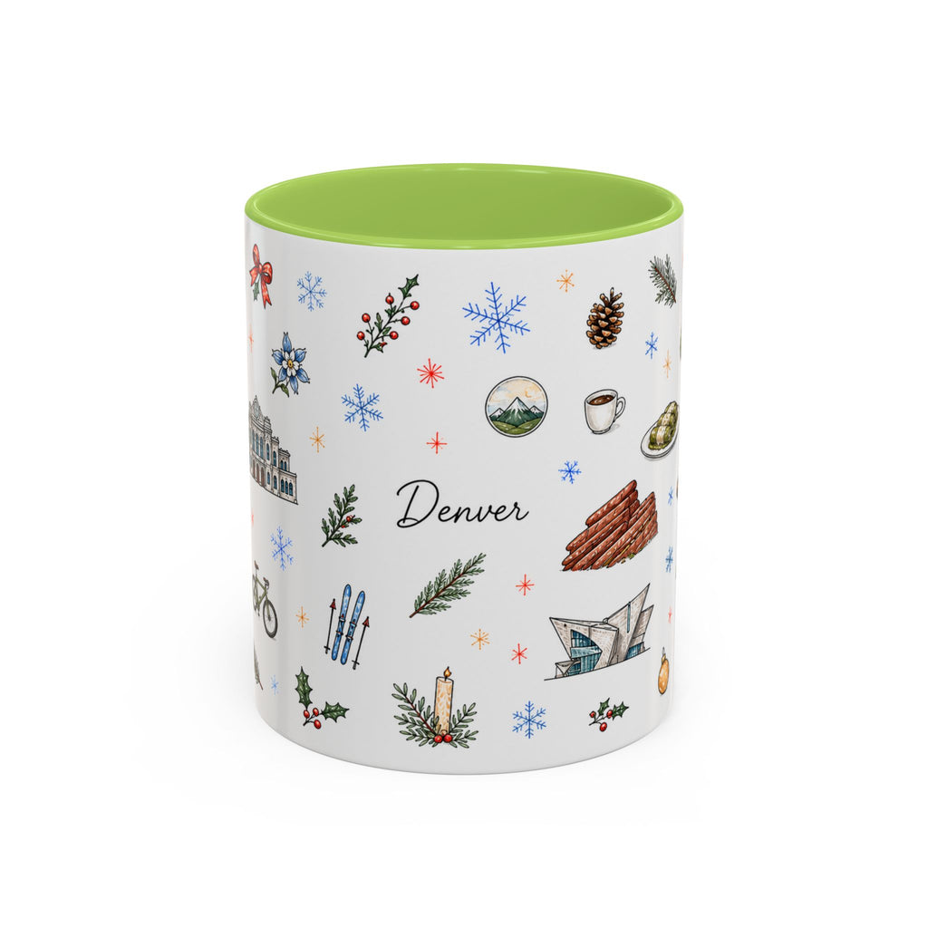 Denver Christmas Mug | Watercolor City Souvenir, Holiday Travel Gift (11oz/15oz)