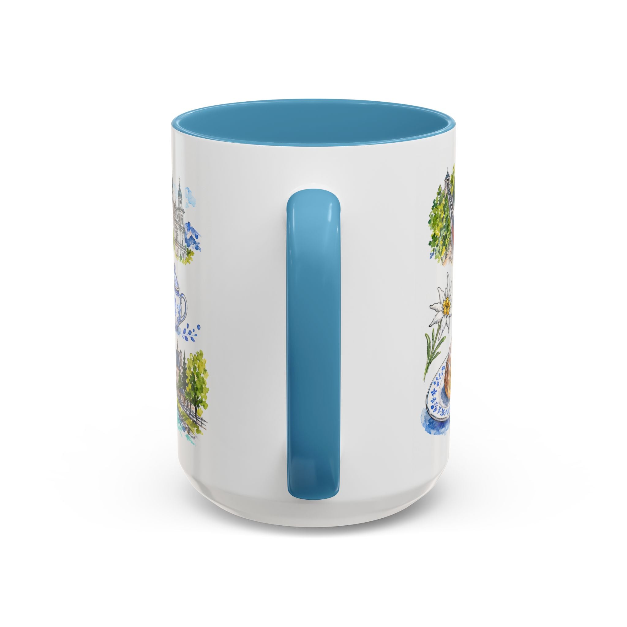 Salzburg Illustrated Travel Mug | City Souvenir Accent Coffee Mug | 11oz 15oz Ceramic Cup