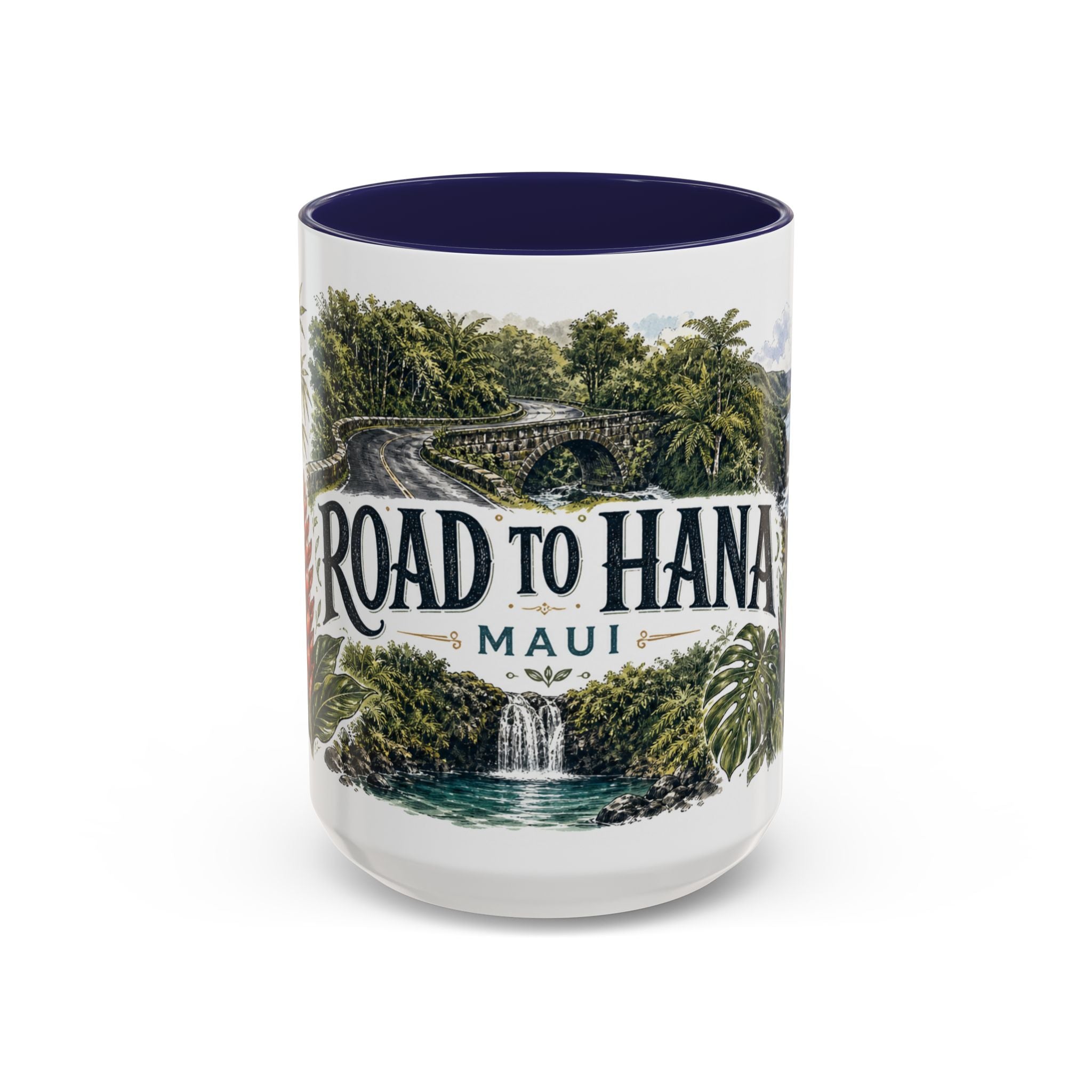 Road to Hana Mug, Maui Travel Souvenir, Bucket List Gift, Accent Ceramic Coffee Mug 11oz 15oz