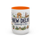 New Delhi Coffee Mug | India Souvenir Travel Gift | Accent Color Ceramic 11oz 15oz