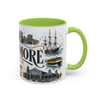 Baltimore Coffee Mug | United States Travel Souvenir | Vintage Illustrated City Gift | 11 oz 15 oz Accent Mug