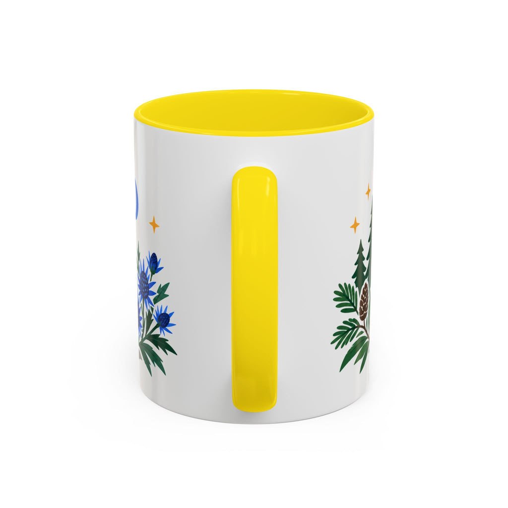 Capricorn Zodiac Coffee Mug | Sea Goat and Floral Design | Astrology Birthday Gift | 11 oz 15 oz Ceramic Accent Mug