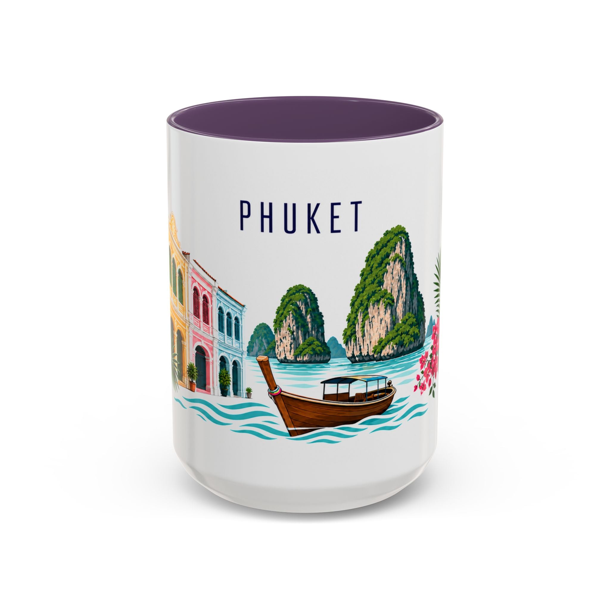 Phuket Coffee Mug | Thailand Travel Souvenir | Porcelain Decal City Gift | 11oz 15oz Accent Mug