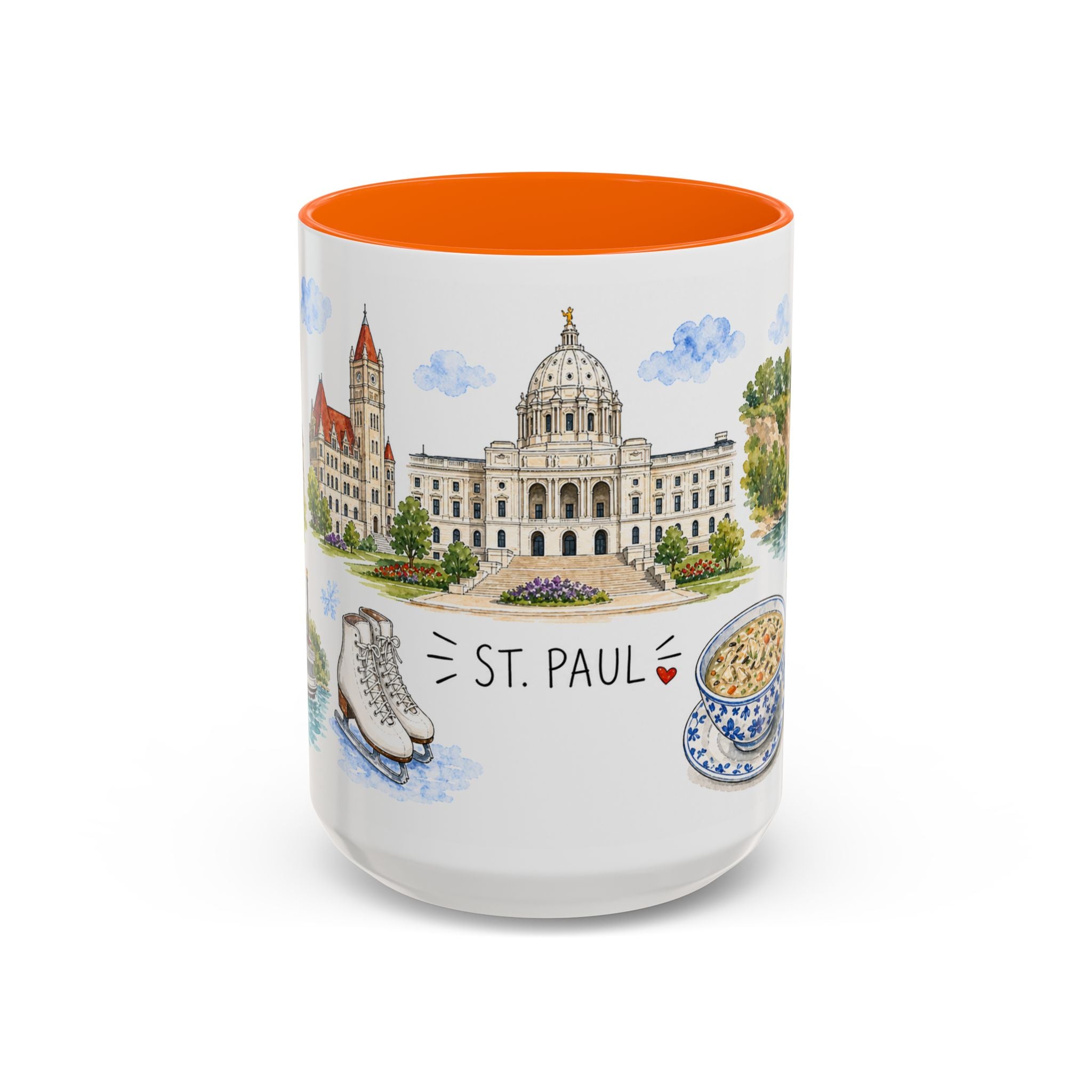 St. Paul Illustrated Travel Mug | City Souvenir Accent Coffee Mug | 11oz 15oz Ceramic Cup