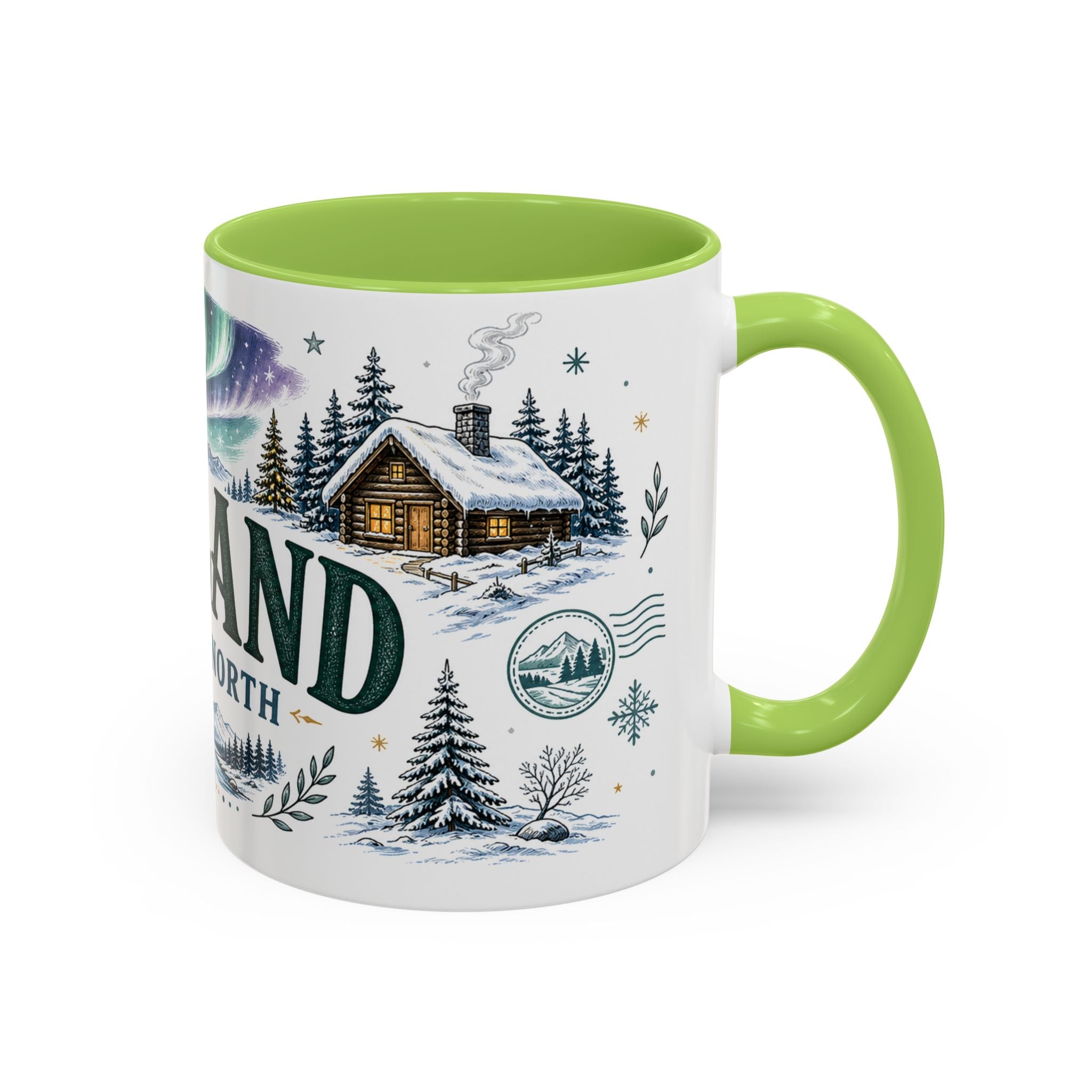 Lapland Coffee Mug | Travel Destination Souvenir Gift | Accent Color Ceramic 11oz 15oz