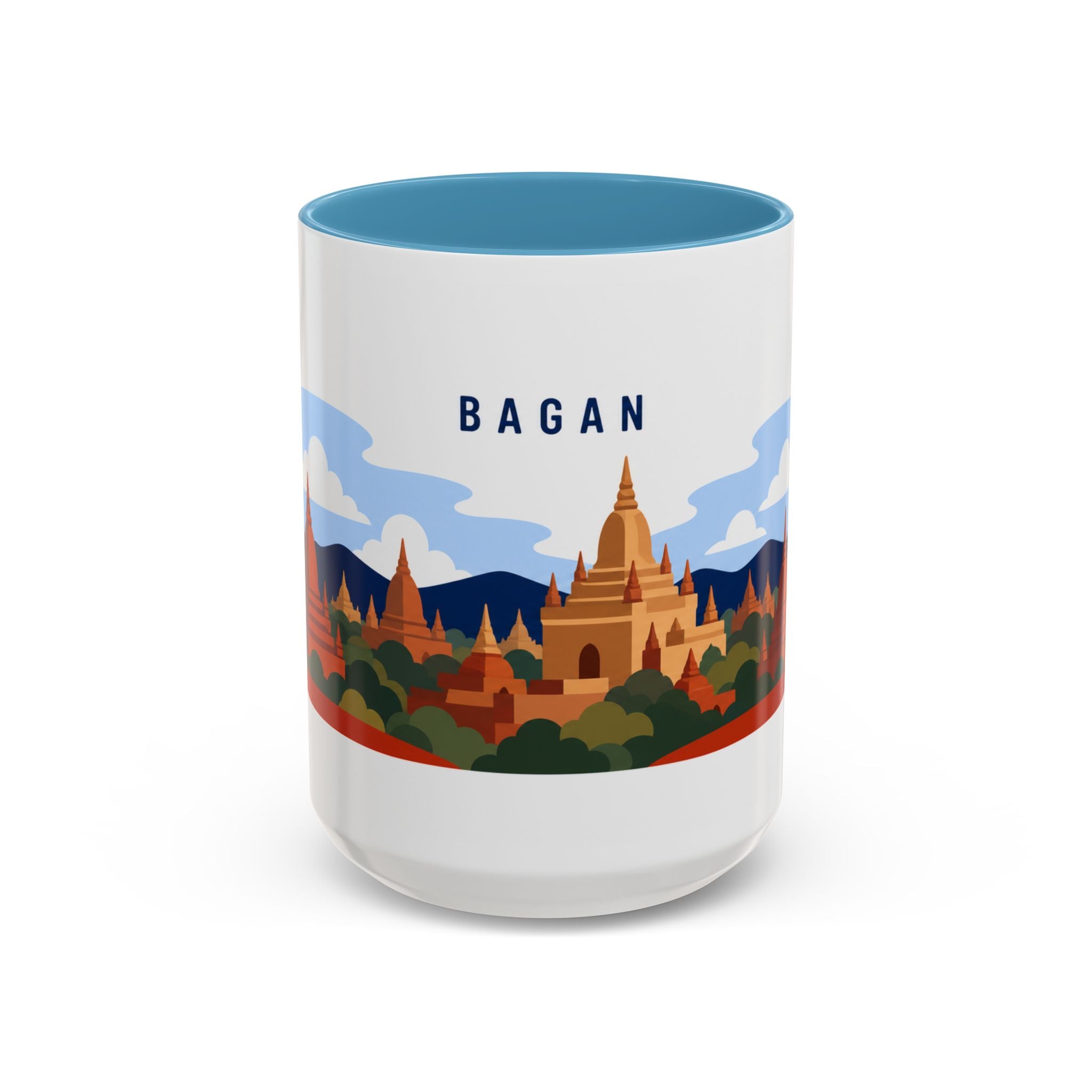 Bagan Coffee Mug | Travel Destination Souvenir Gift | Accent Color Ceramic 11oz 15oz