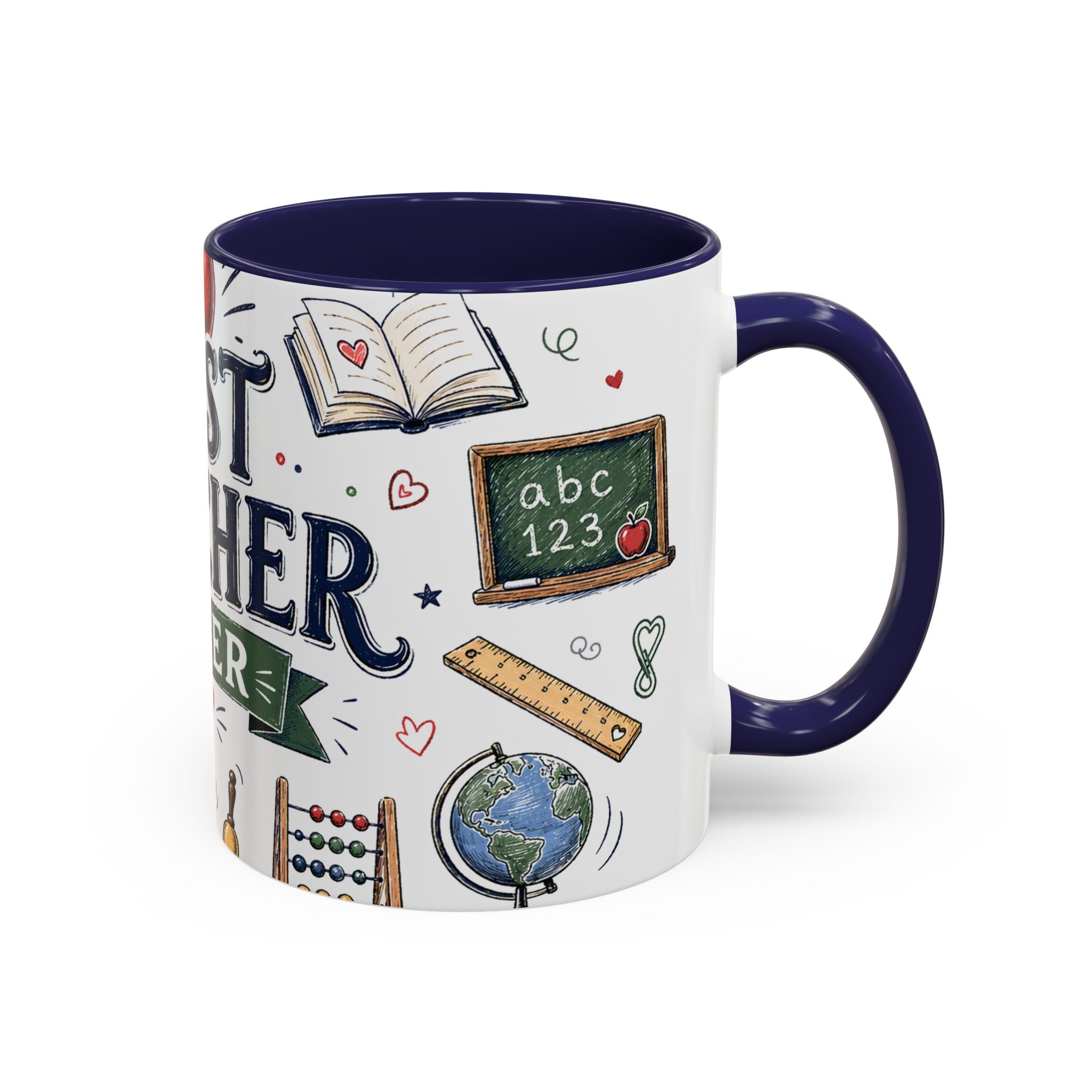 Best Teacher Ever Coffee Mug | Teacher Appreciation Gift | Accent Color Ceramic 11oz 15oz