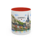 Dinant Illustrated Travel Mug | Belgium Souvenir Accent Coffee Mug | 11oz 15oz Ceramic Cup