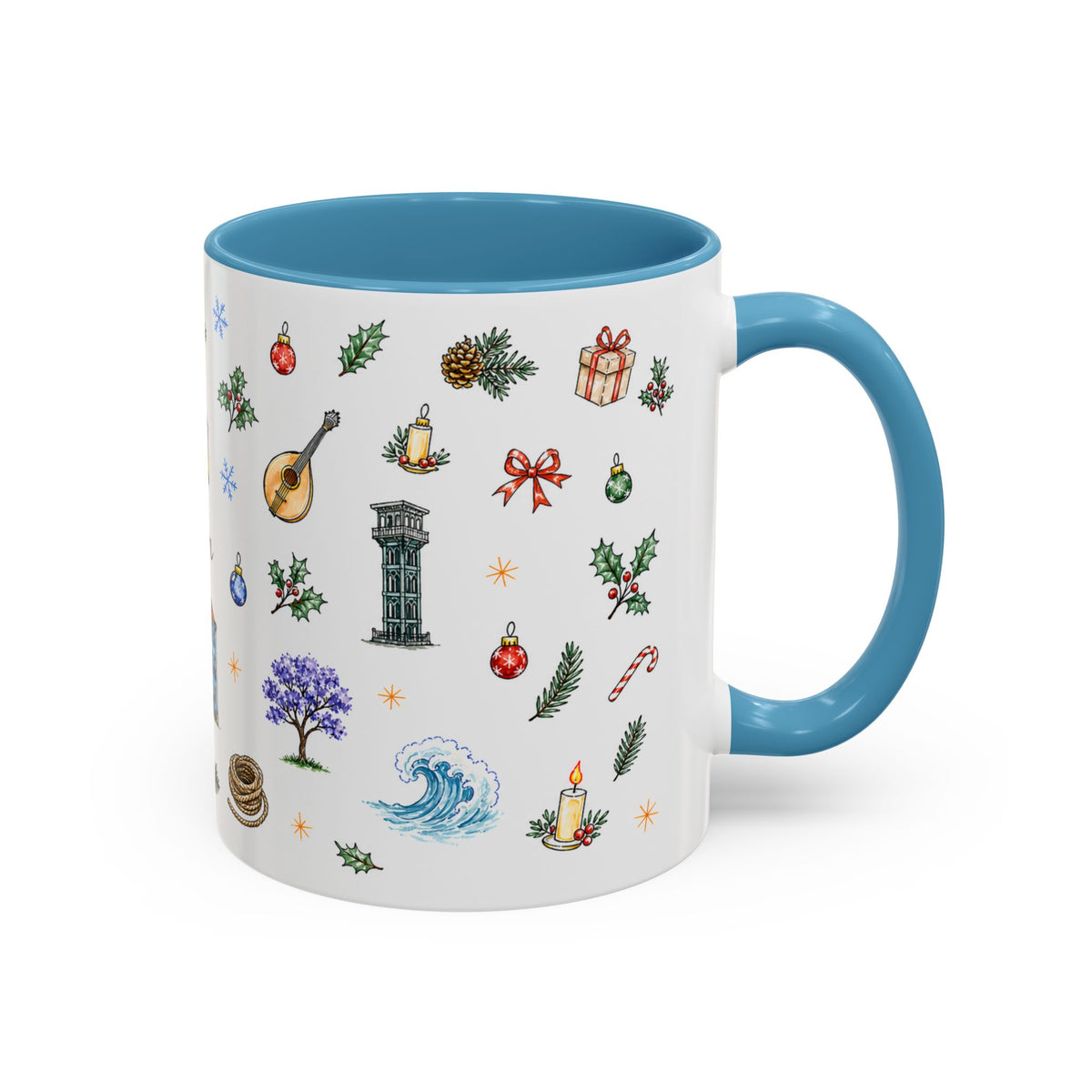 Lisbon Christmas Mug | Watercolor City Souvenir | Ceramic Coffee Cup 11oz 15oz