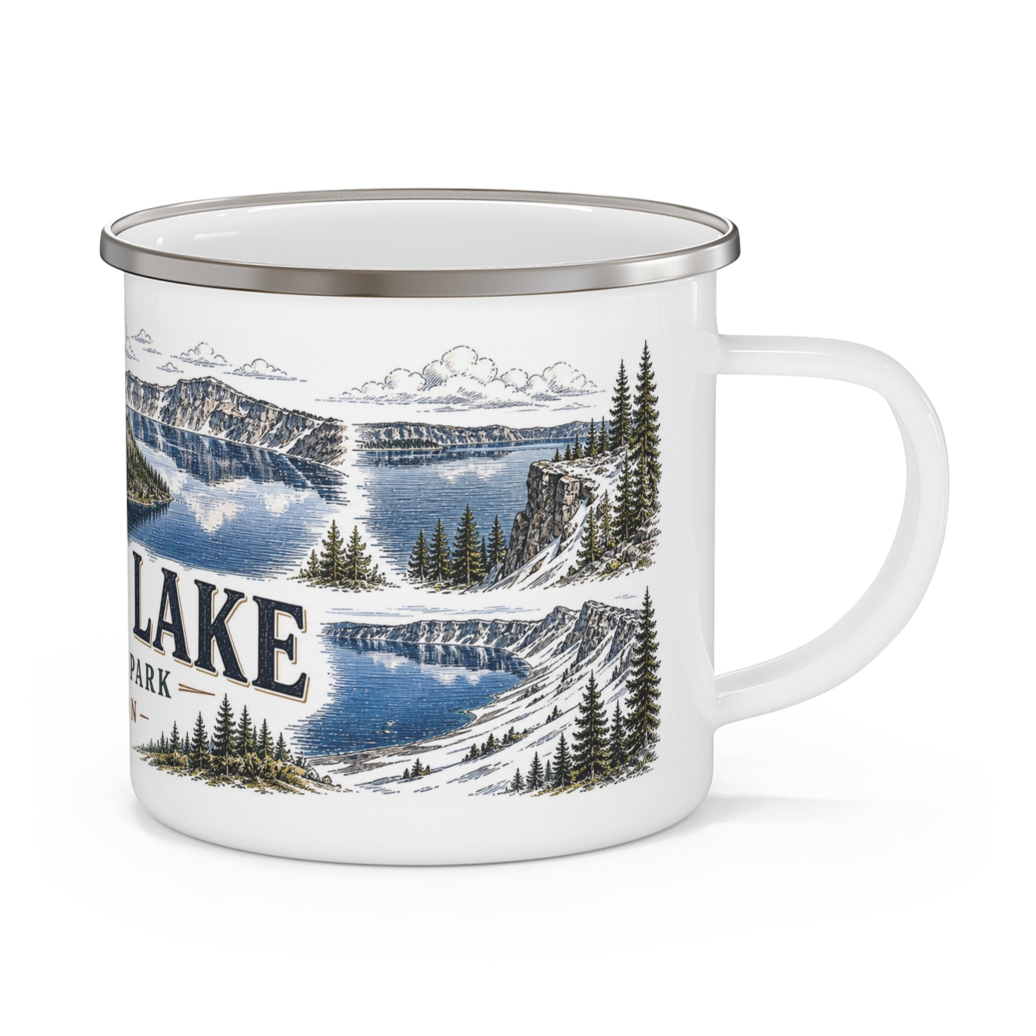 Crater Lake National Park Vintage Enamel Camping Mug | 12oz National Park Hiking Gift