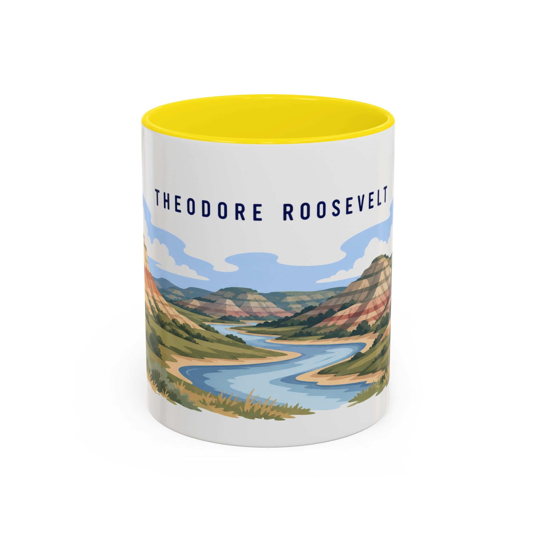 Theodore Roosevelt National Park Coffee Mug | Solid Color Block Park Souvenir | 11oz 15oz Accent Mug