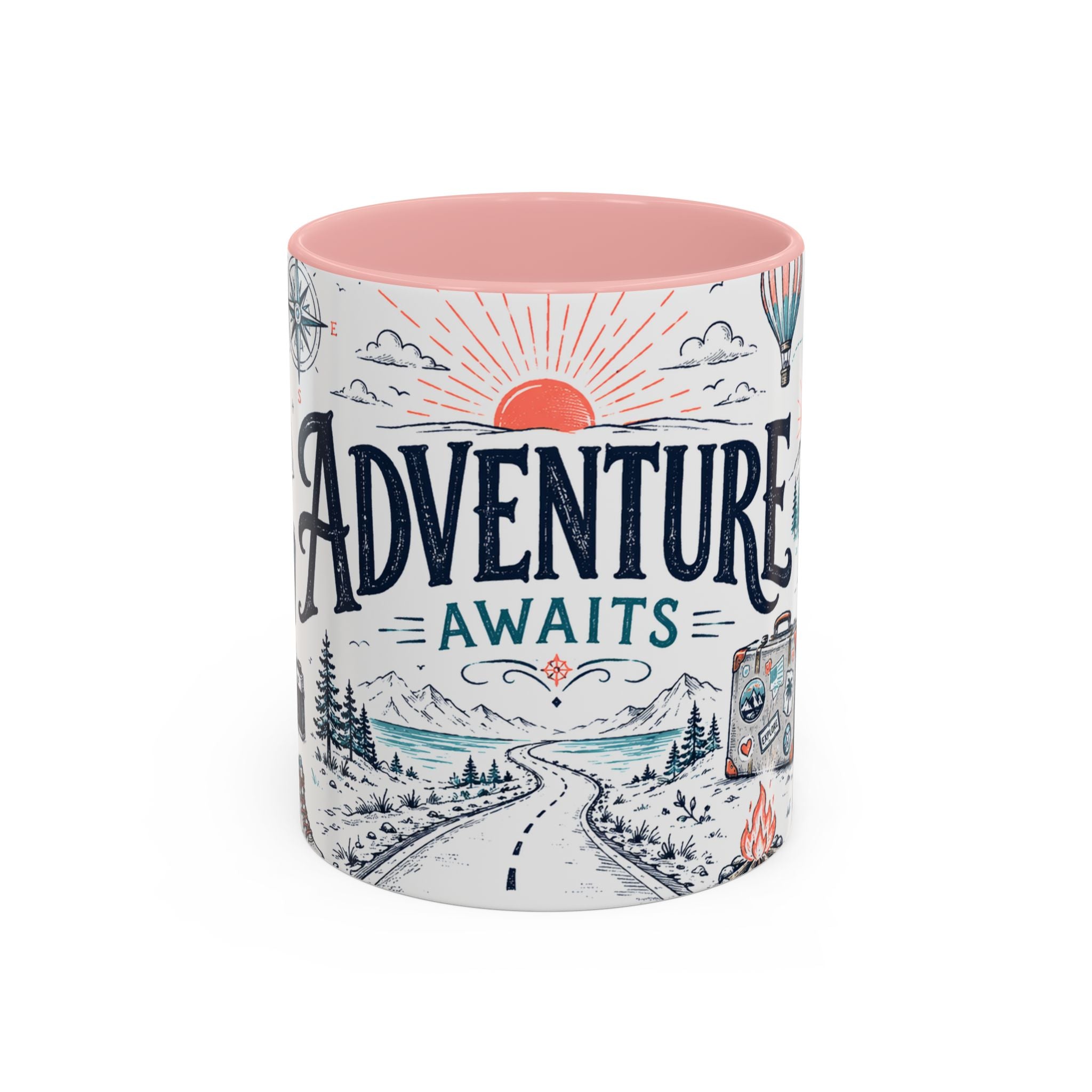 Adventure Awaits Coffee Mug | Class of 2026 Graduation Gift | Accent Color Ceramic 11oz 15oz