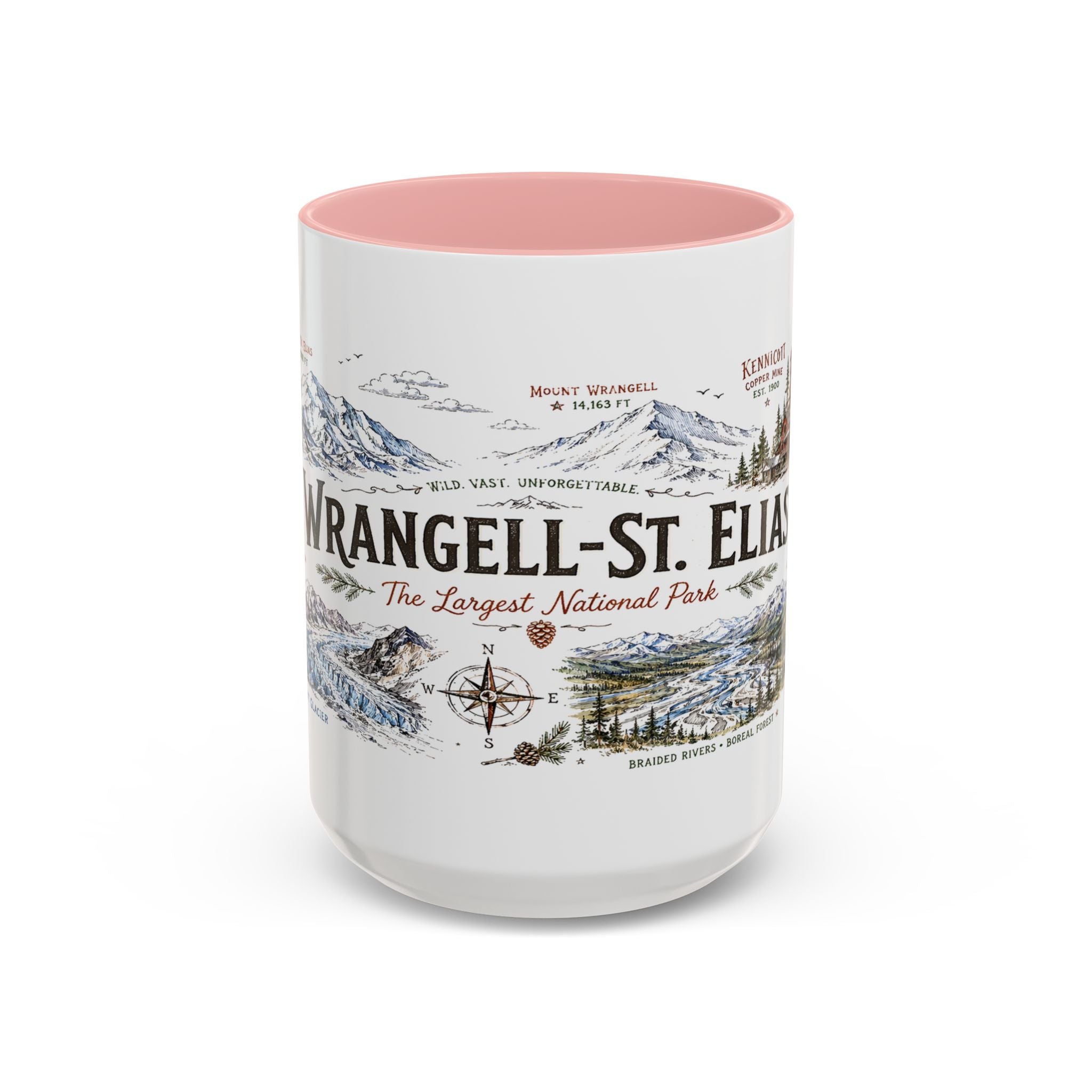 Wrangell-St. Elias National Park Coffee Mug | Alaska Wilderness Climbing Gift | Accent Color Ceramic 11oz 15oz