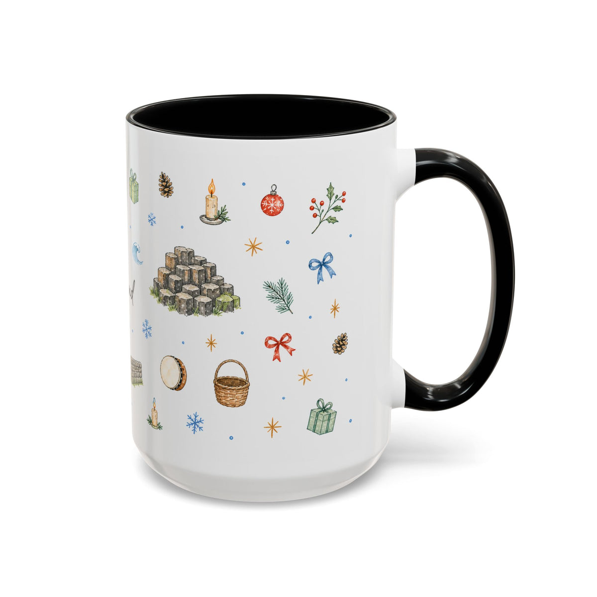 Ireland Christmas Mug | Watercolor Travel Souvenir | Holiday Gift | Accent Ceramic Coffee Cup 11oz 15oz
