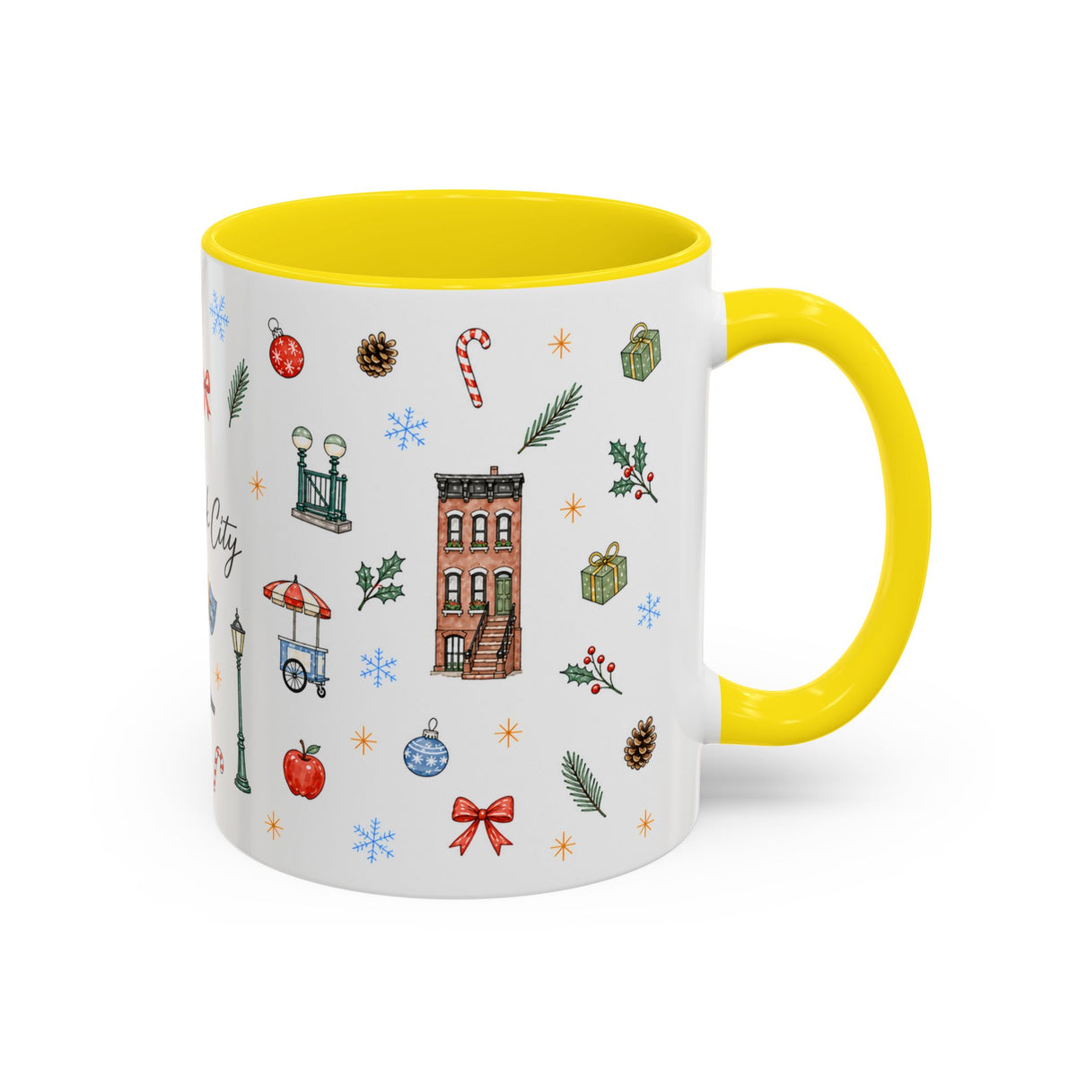 New York City Christmas Mug | Watercolor City Souvenir | Ceramic Coffee Cup