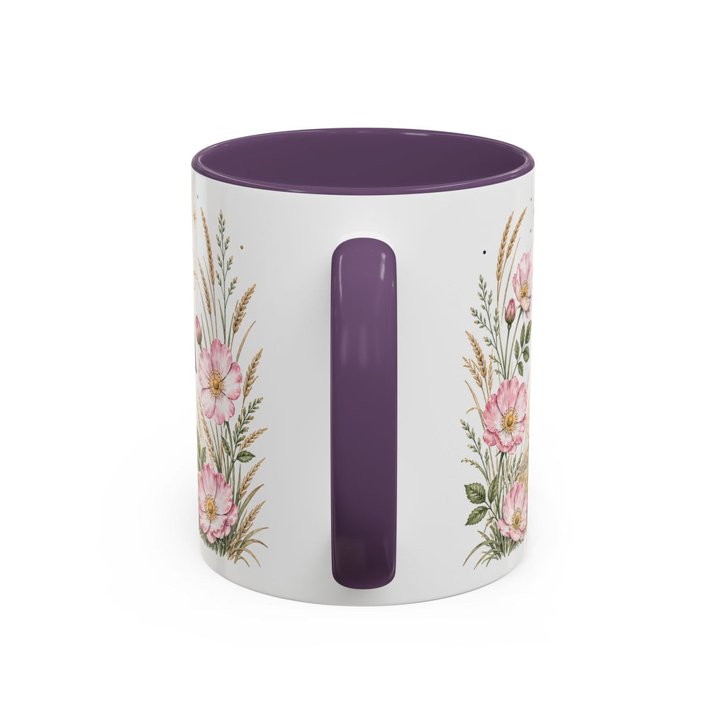 North Dakota State Map Mug | Prairie Rose Botanical Accent Coffee Cup