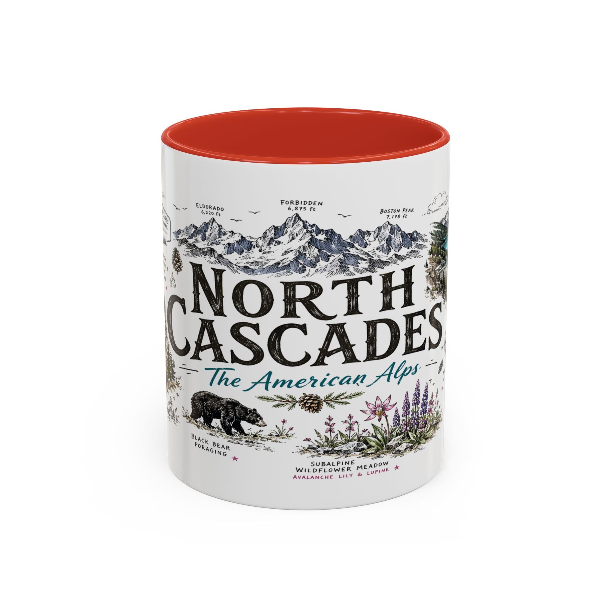North Cascades National Park Coffee Mug | Washington Alpine Glacier Hiking Gift | Accent Color Ceramic 11oz 15oz