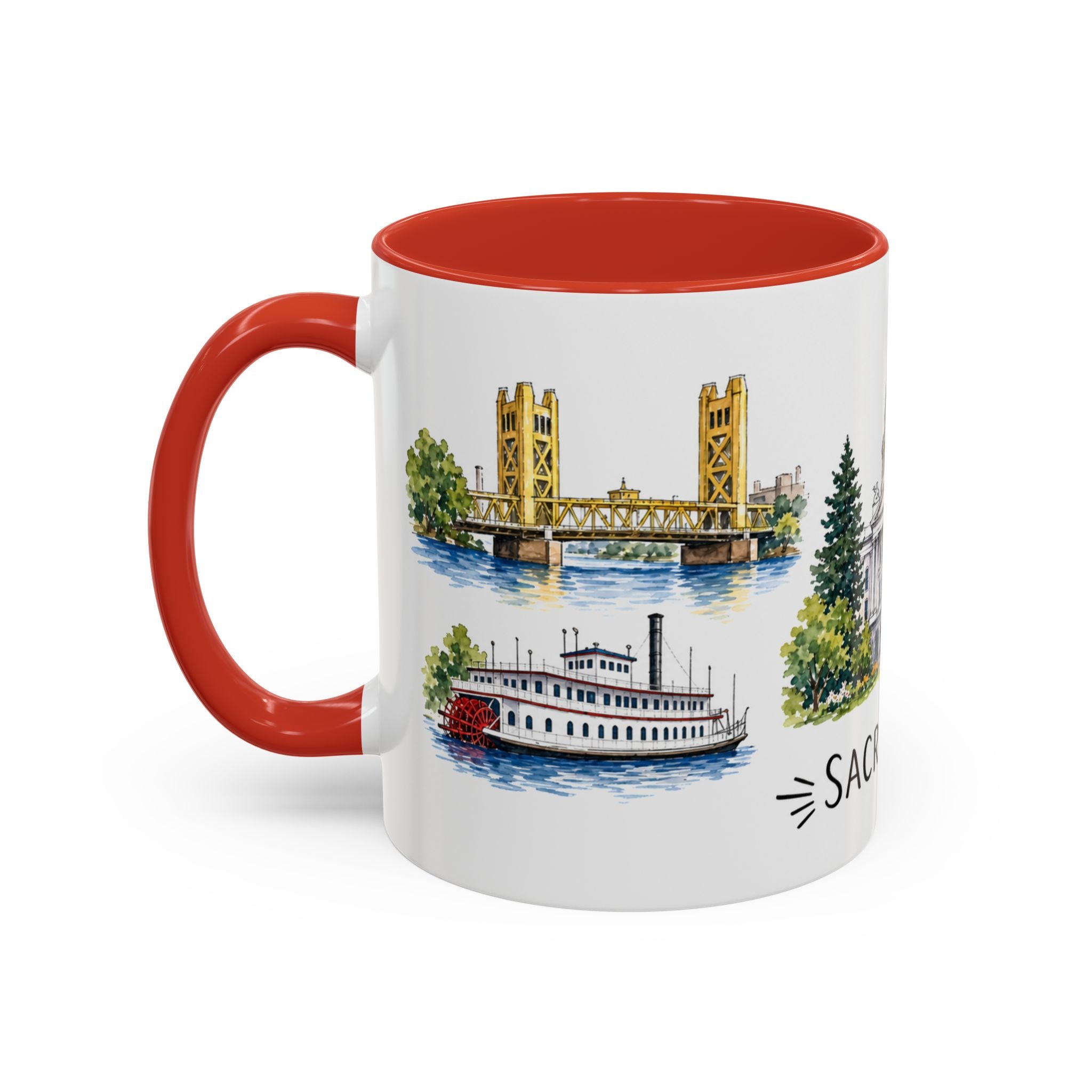 Sacramento Illustrated Travel Mug | City Souvenir Accent Coffee Mug | 11oz 15oz Ceramic Cup