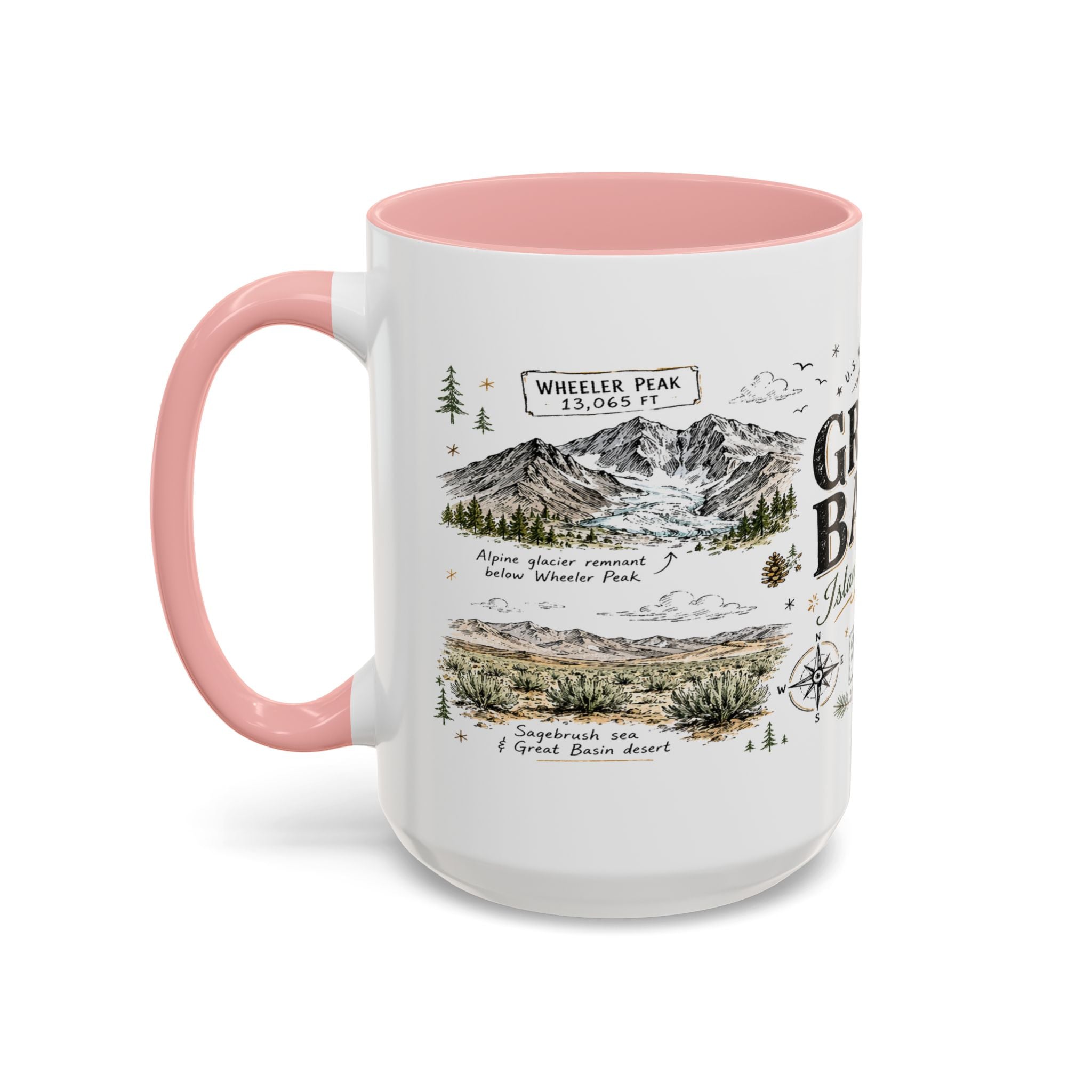 Great Basin National Park Coffee Mug | Nevada Desert Stargazing Hiking Gift | Accent Color Ceramic 11oz 15oz