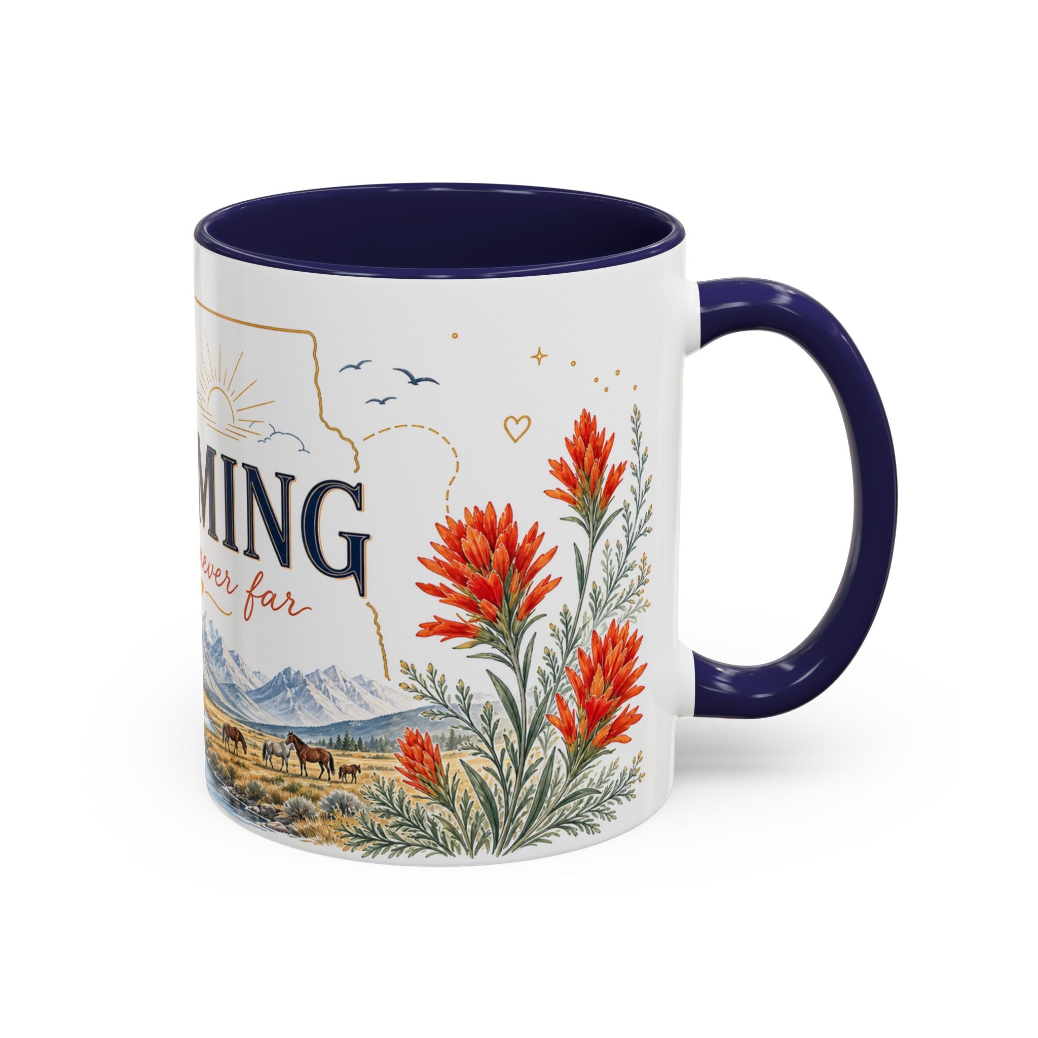 Wyoming Home State Mug | Moving Away Gift | Long Distance Friendship Coffee Cup | 11oz 15oz Accent Mug