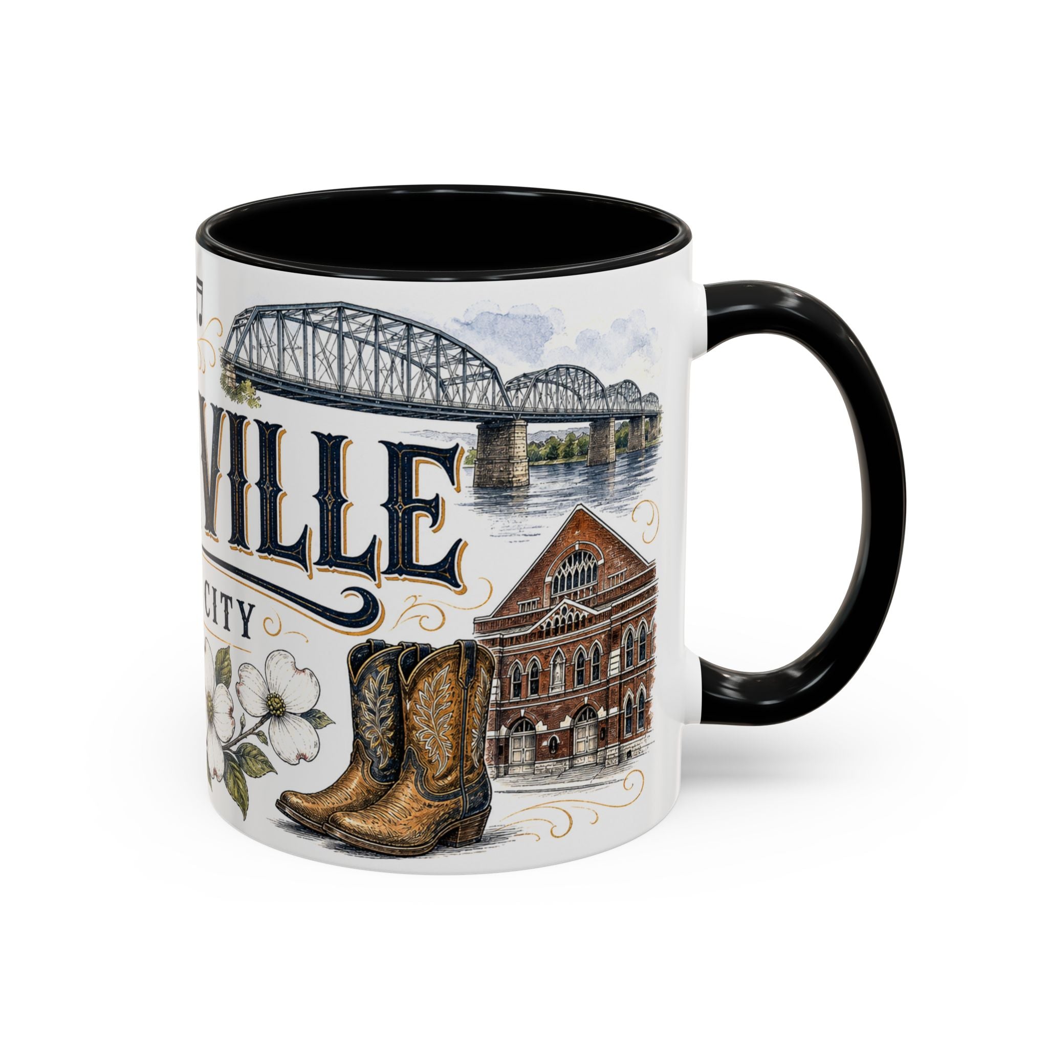 Nashville Coffee Mug | United States Travel Souvenir | Vintage Illustrated City Gift | 11 oz 15 oz Accent Mug