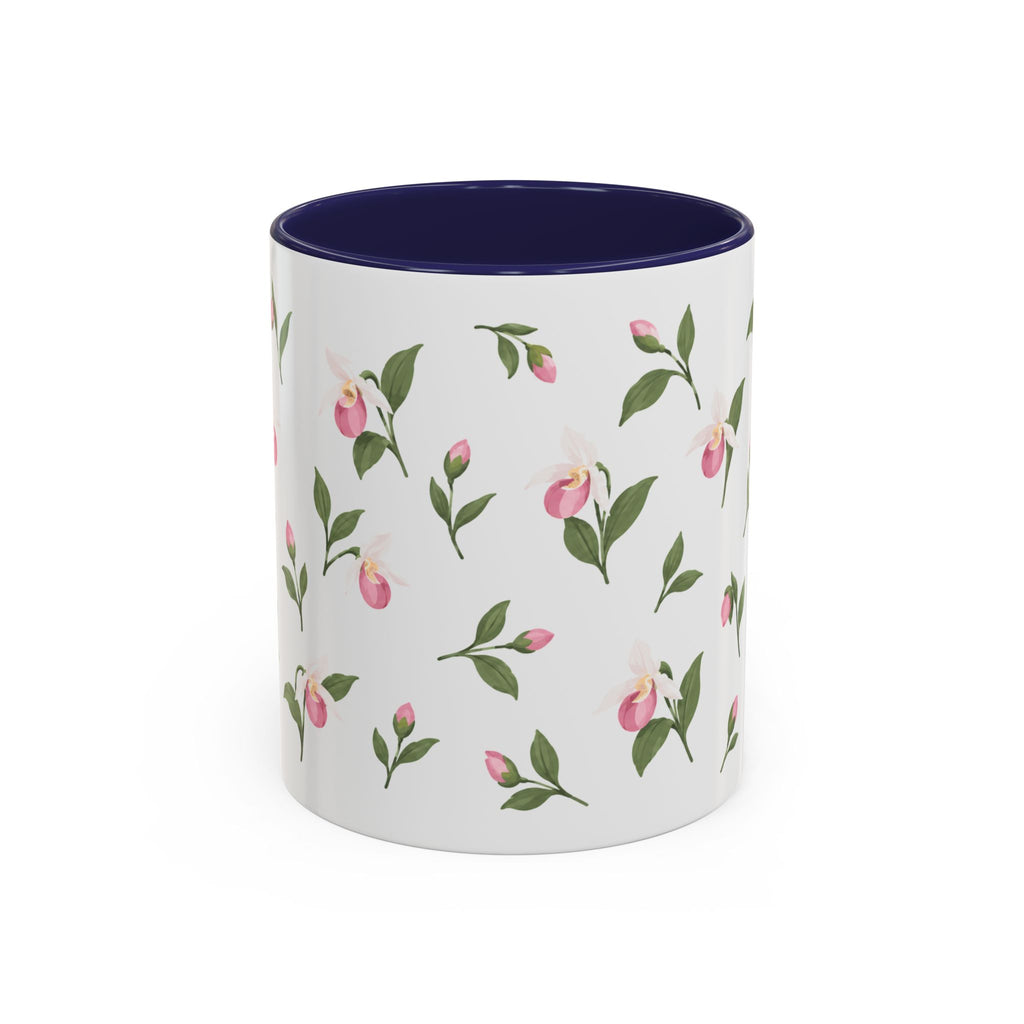 Minnesota Pink and White Lady Slipper Mug, State Flower Floral Coffee Cup, 11oz Botanical Gift