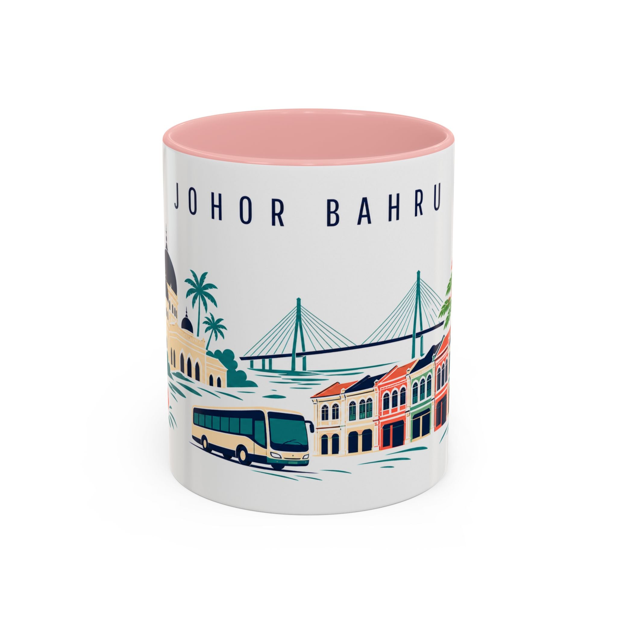 Johor Bahru Coffee Mug | Malaysia Travel Souvenir | Porcelain Decal City Gift | 11oz 15oz Accent Mug