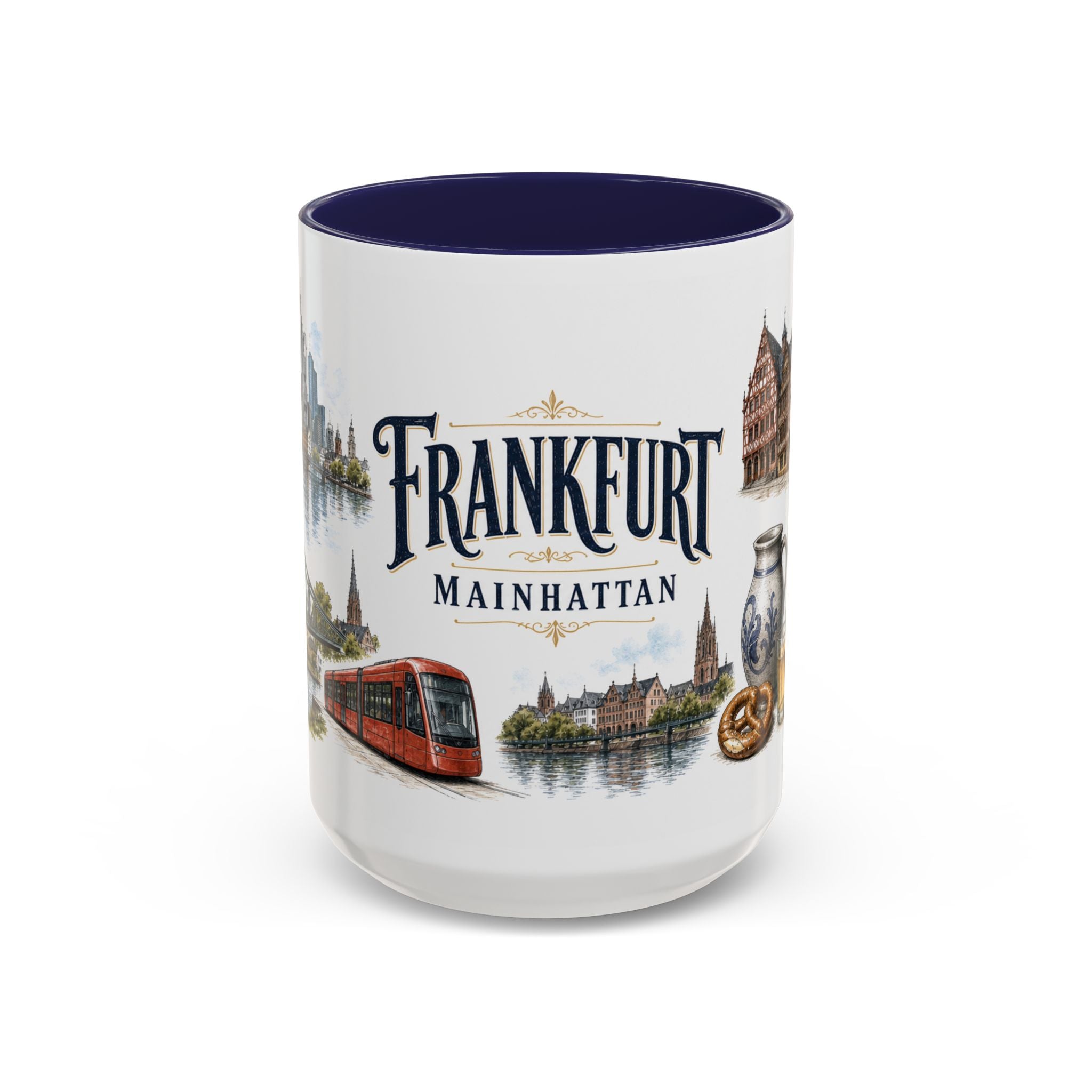 Frankfurt Coffee Mug | Germany Travel Souvenir | Vintage Illustrated City Gift | 11 oz 15 oz Accent Mug