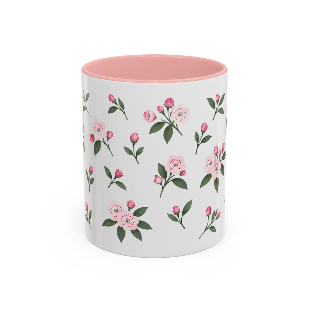 Connecticut Mountain Laurel Mug, State Flower Floral Coffee Cup, 11oz Botanical Gift