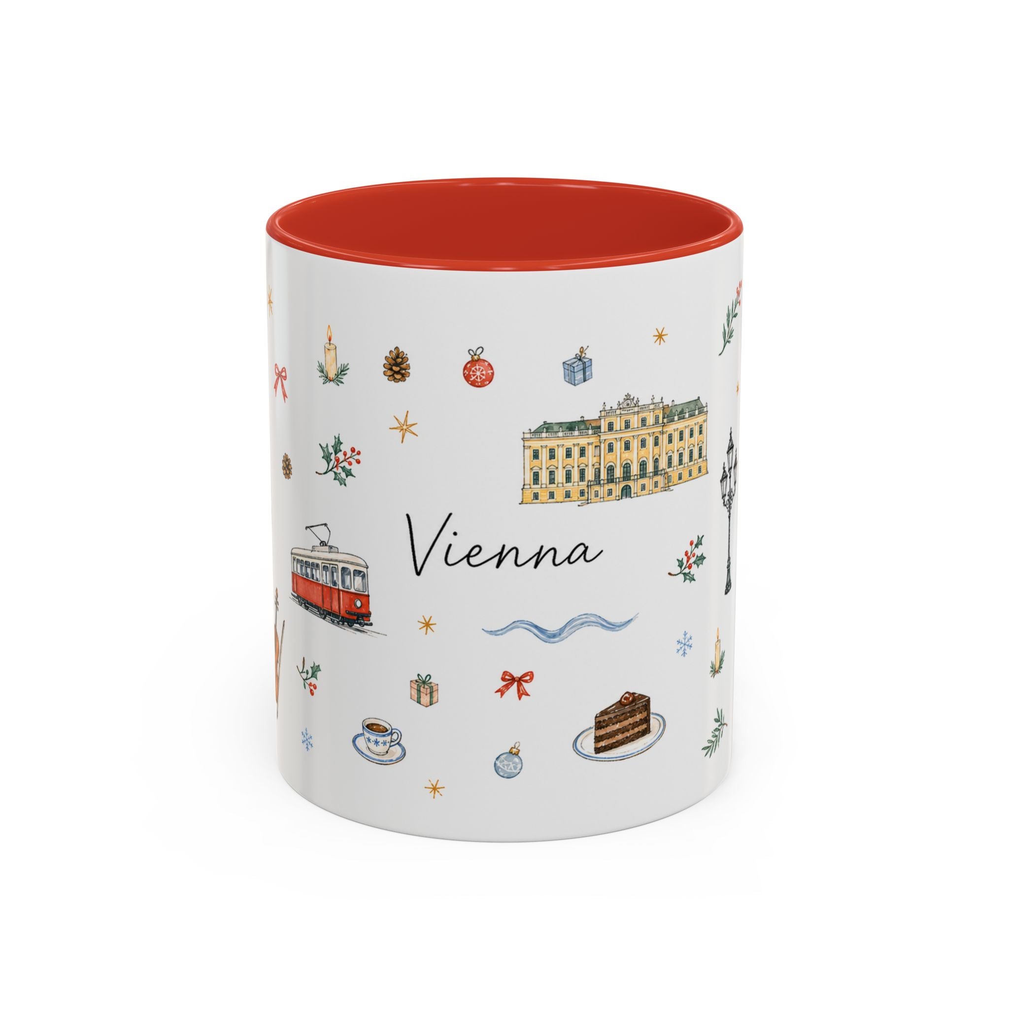 Vienna Christmas Mug | Watercolor Travel Souvenir | Holiday Gift | Accent Ceramic Coffee Cup 11oz 15oz