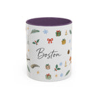Boston Christmas Mug | Watercolor Travel Souvenir | Holiday Gift | Accent Ceramic Coffee Cup 11oz 15oz