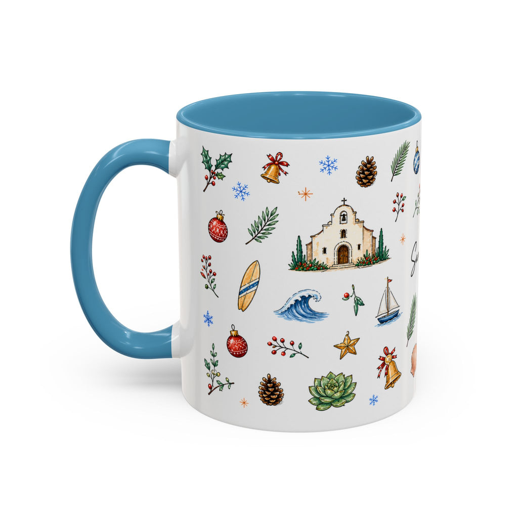 San Diego Christmas Mug | Watercolor City Souvenir, Holiday Travel Gift (11oz/15oz)