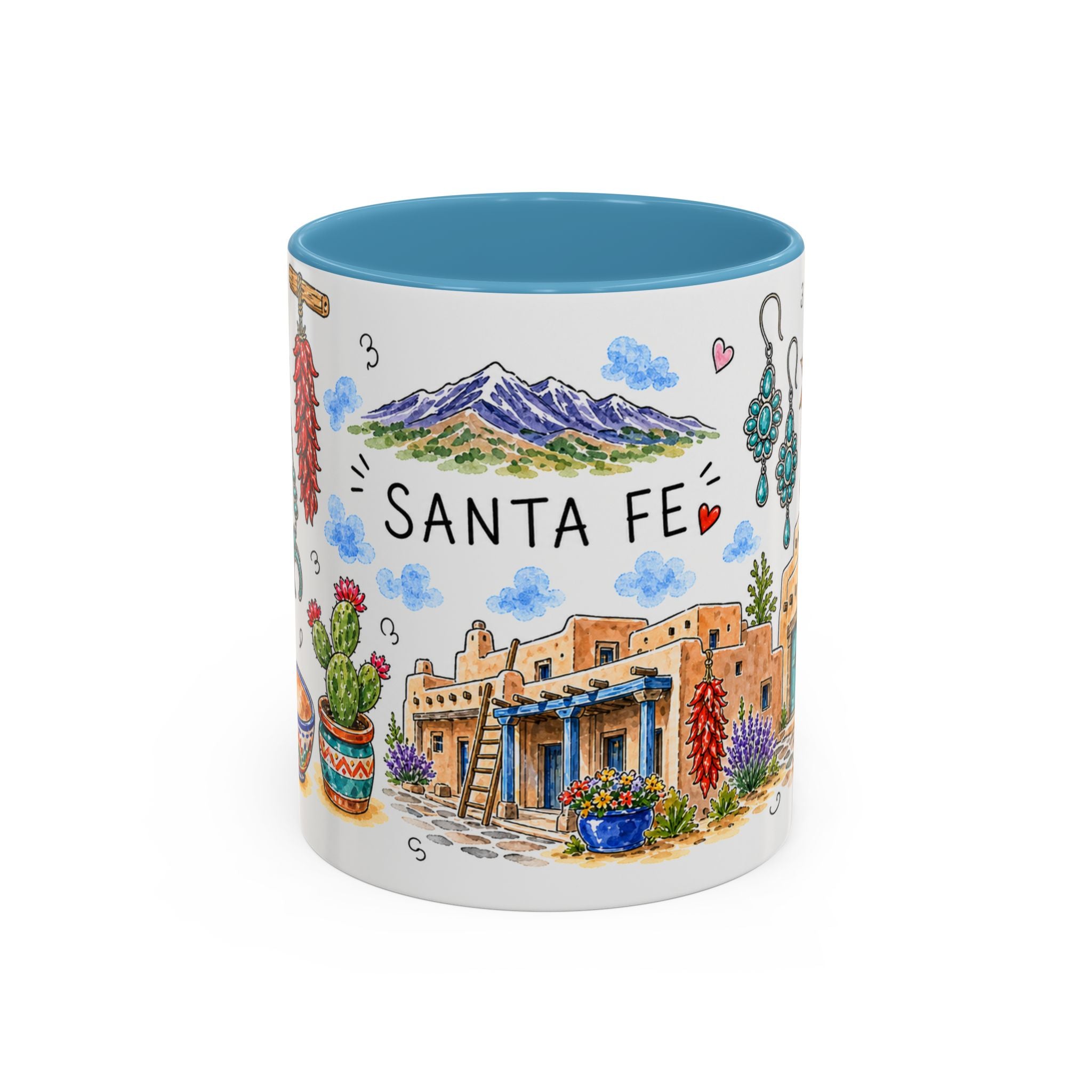 Santa Fe Illustrated Travel Mug | City Souvenir Accent Coffee Mug | 11oz 15oz Ceramic Cup