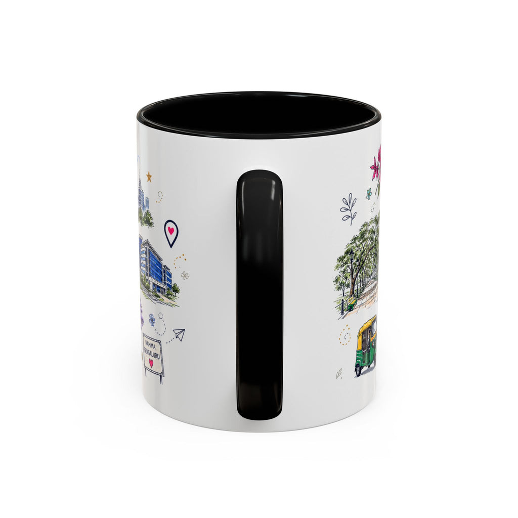 Bangalore Coffee Mug | India Souvenir Travel Gift | Accent Color Ceramic 11oz 15oz