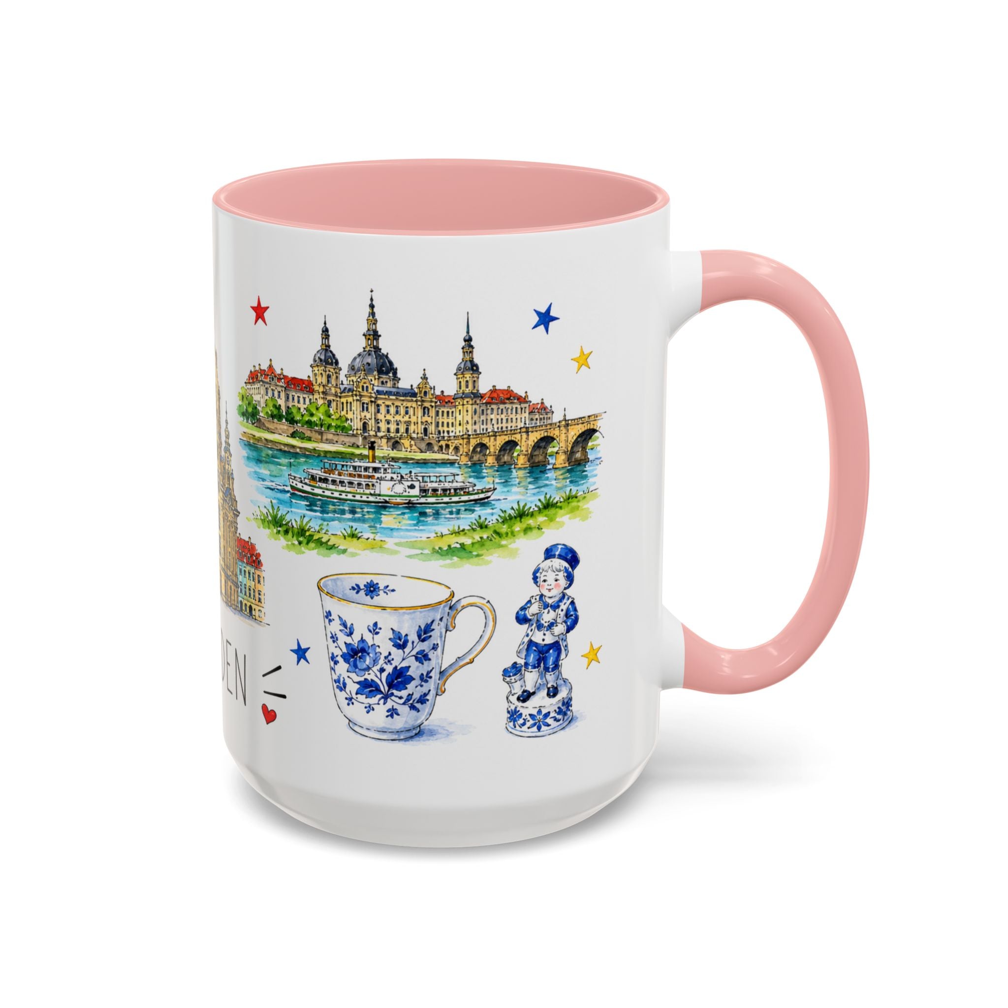 Dresden Illustrated Travel Mug | City Souvenir Accent Coffee Mug | 11oz 15oz Ceramic Cup