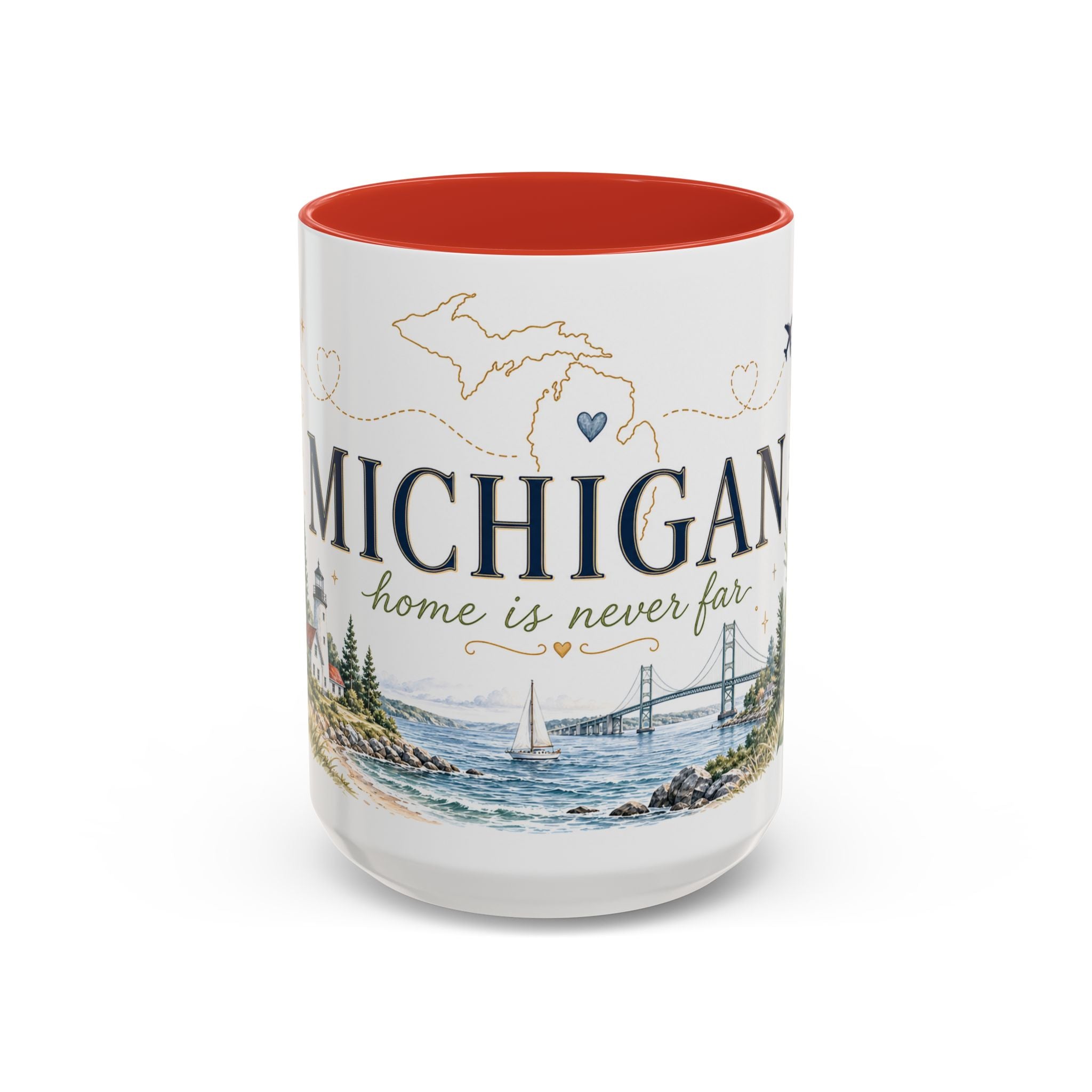 Michigan State Map Mug | Botanical Accents, Lakes Art | Homesick Gift