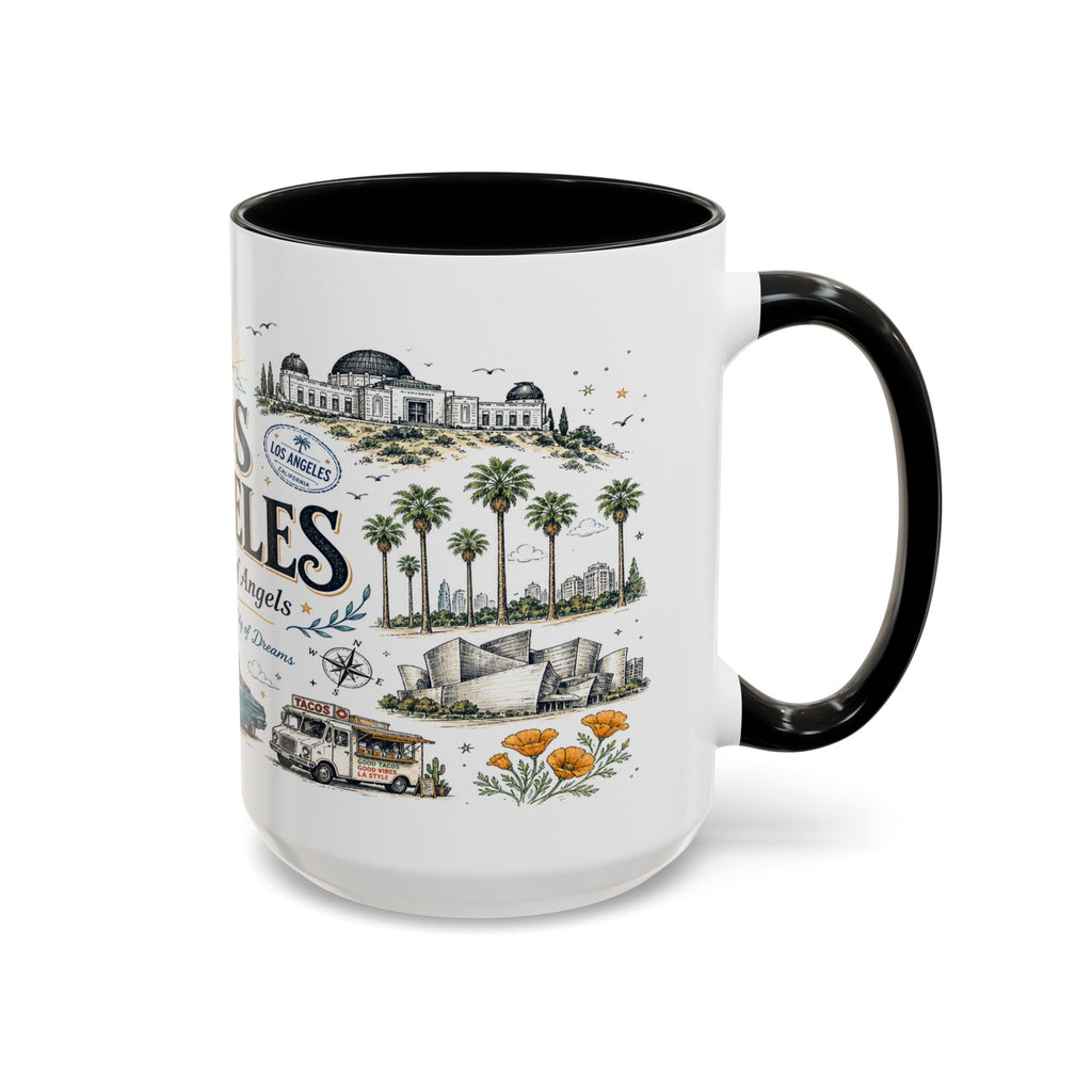 Los Angeles Coffee Mug | California Souvenir City Gift | Accent Color Ceramic 11oz 15oz