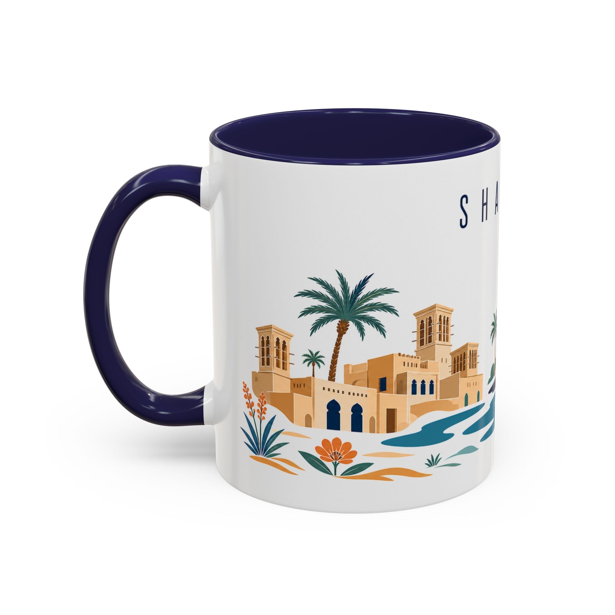 Sharjah Coffee Mug | United Arab Emirates Travel Souvenir | Porcelain Decal City Gift | 11oz 15oz Accent Mug