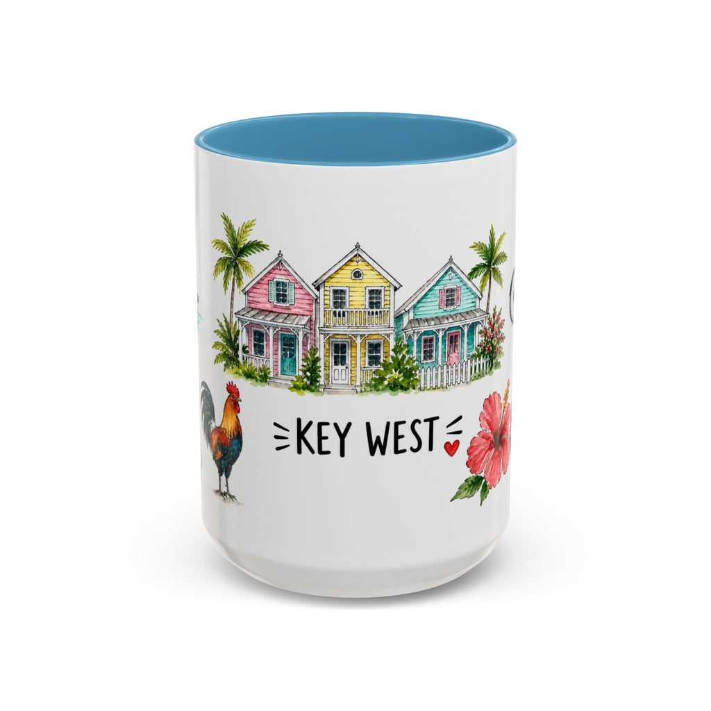 Key West Illustrated Travel Mug | City Souvenir Accent Coffee Mug | 11oz 15oz Ceramic Cup