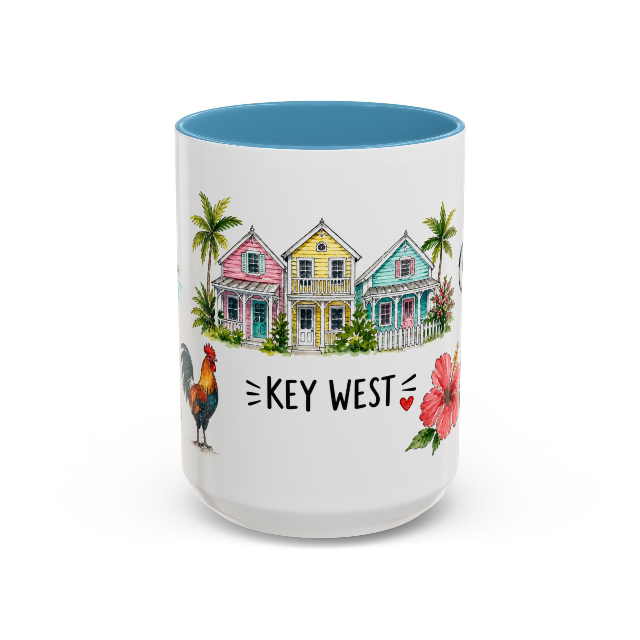 Key West Illustrated Travel Mug | City Souvenir Accent Coffee Mug | 11oz 15oz Ceramic Cup