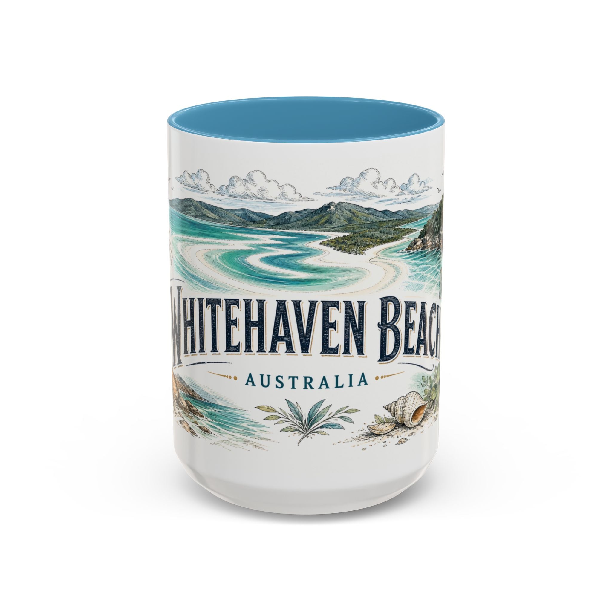 Whitehaven Beach Mug, Australia Travel Souvenir, Bucket List Gift, Accent Ceramic Coffee Mug 11oz 15oz