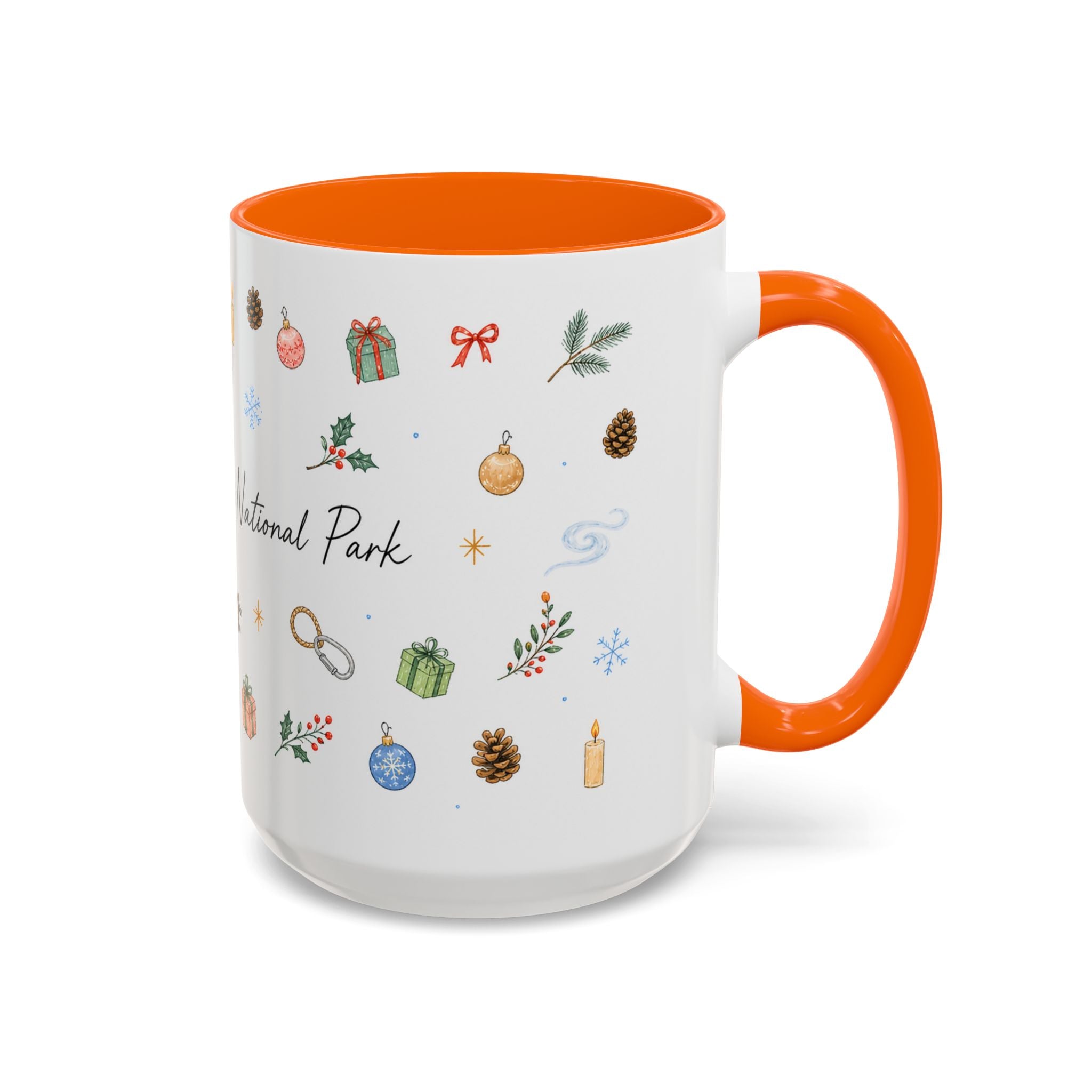 New River Gorge National Park Christmas Mug | Watercolor Travel Souvenir | Holiday Gift | Accent Ceramic Coffee Cup 11oz 15oz